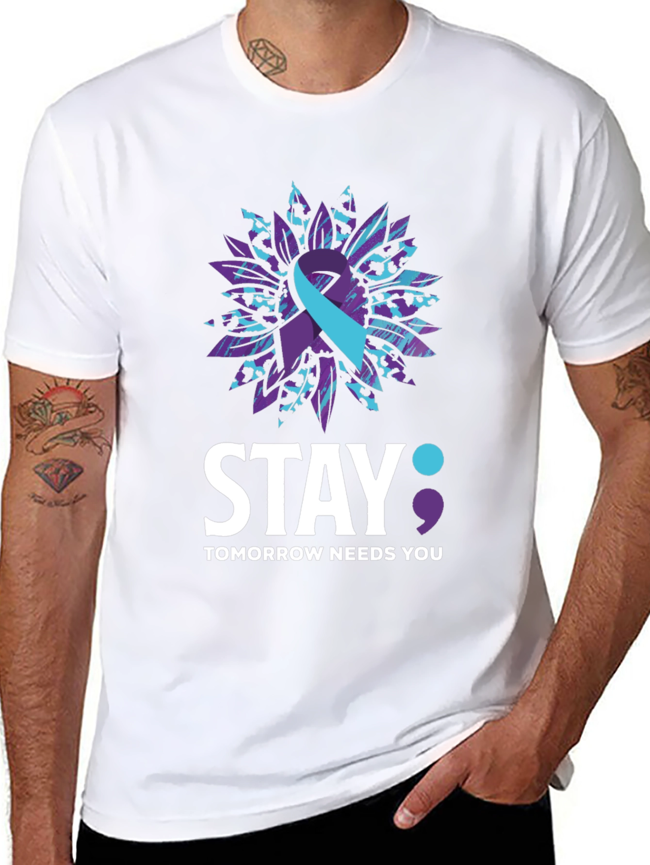 Black Stay Tomorrow Needs You Awareness T-Shirt view 8