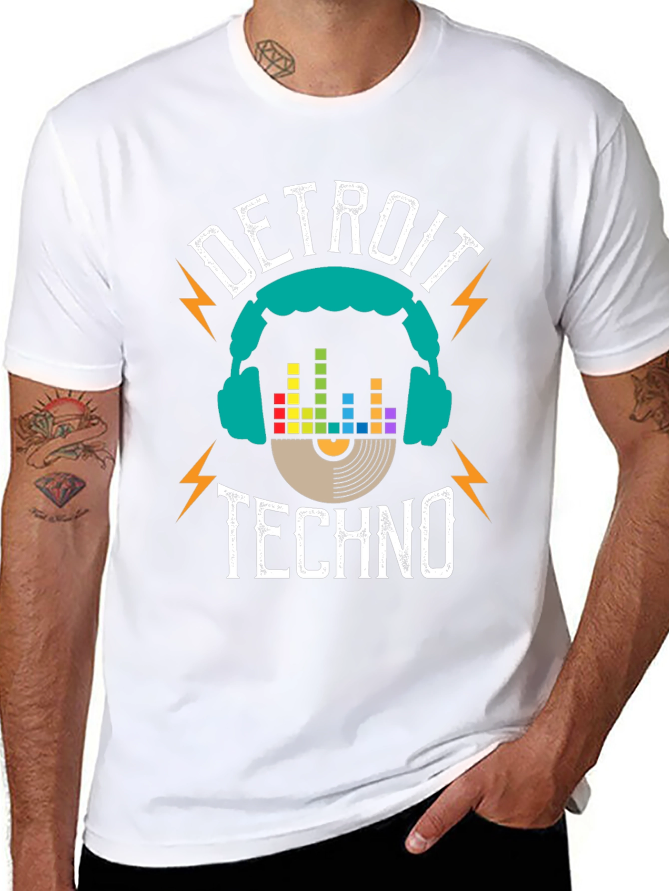 Black Detroit Techno Music T-Shirt view 8