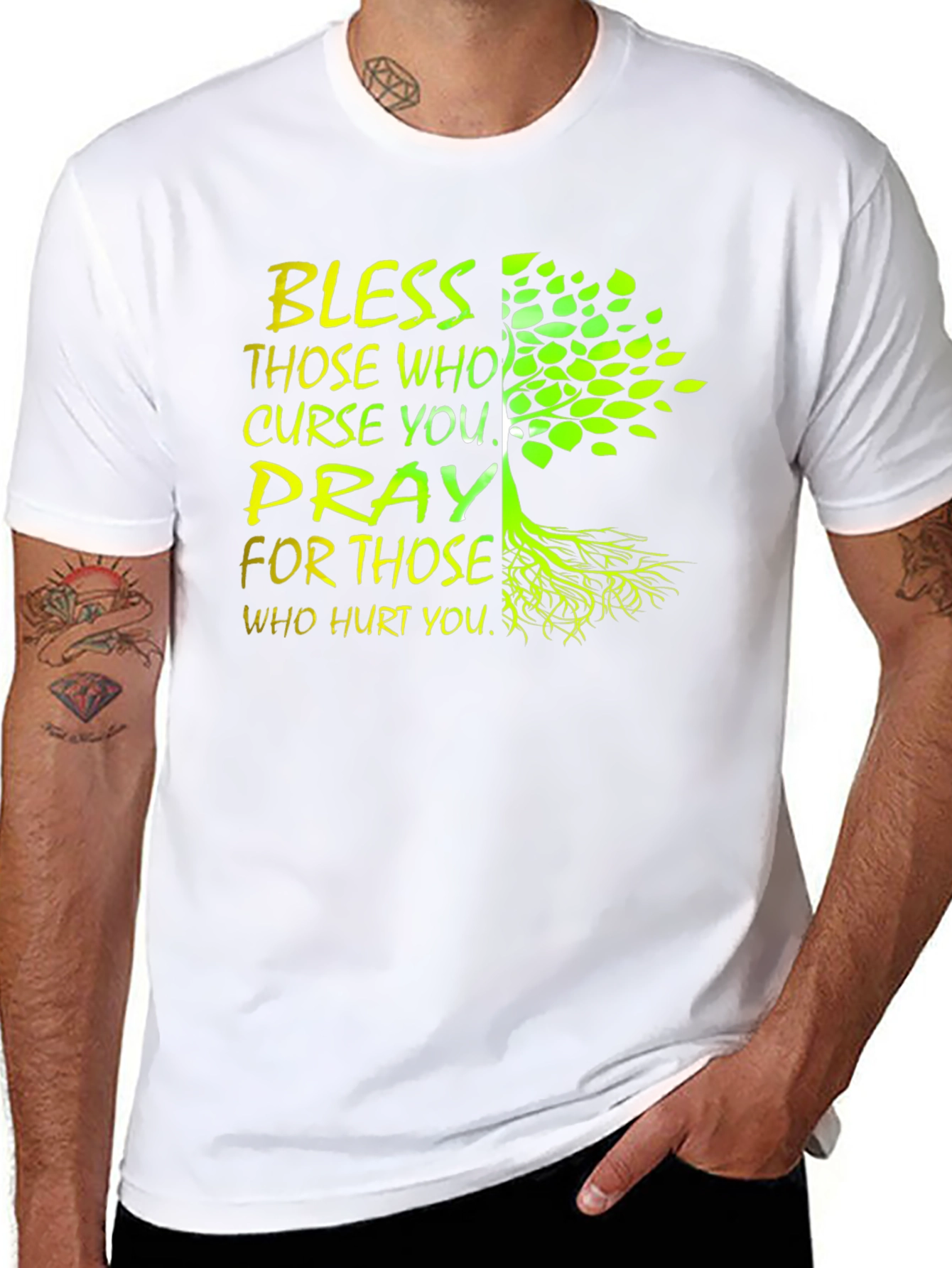 Black Bless & Pray Tree Graphic Black T-Shirt view 8