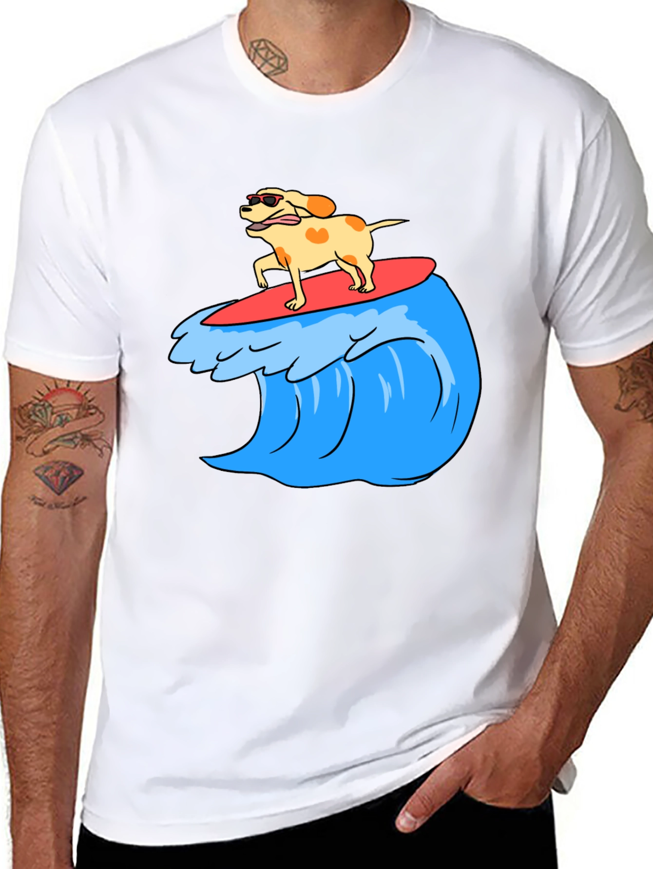 Black Dog Surfing Wave Graphic Tee view 8