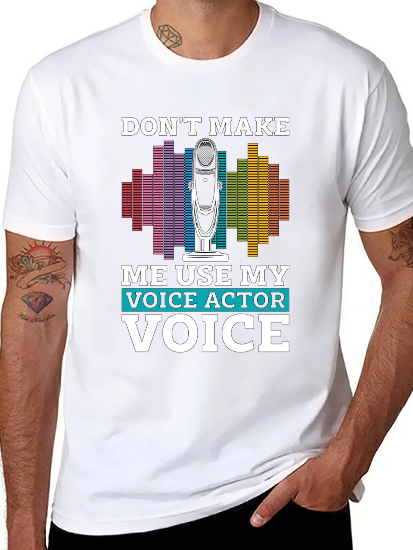Black Voice Actor T-Shirt - "Don't Make Me Use My Voice" view 8