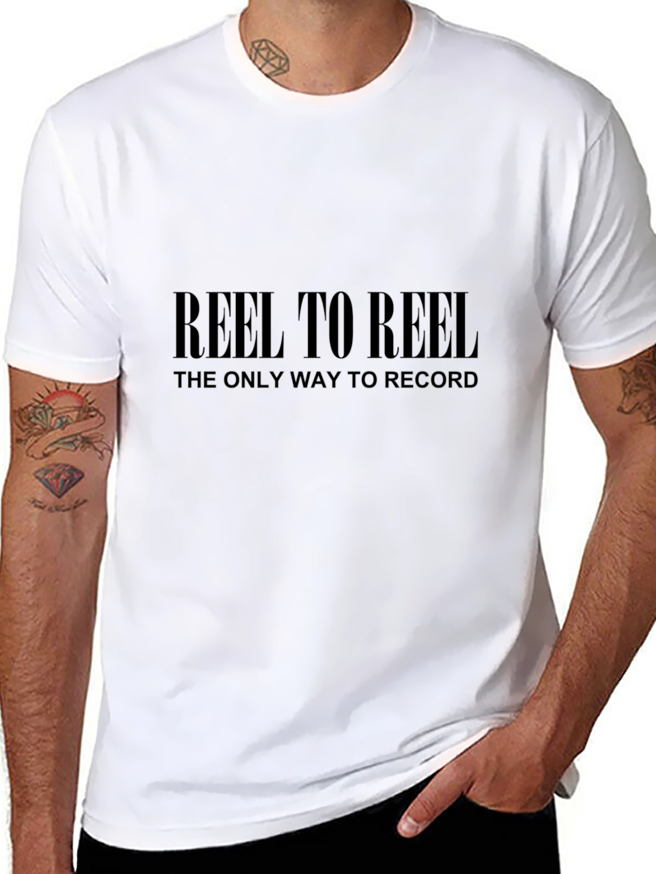 Black Reel To Reel T-Shirt - Retro Recording view 8