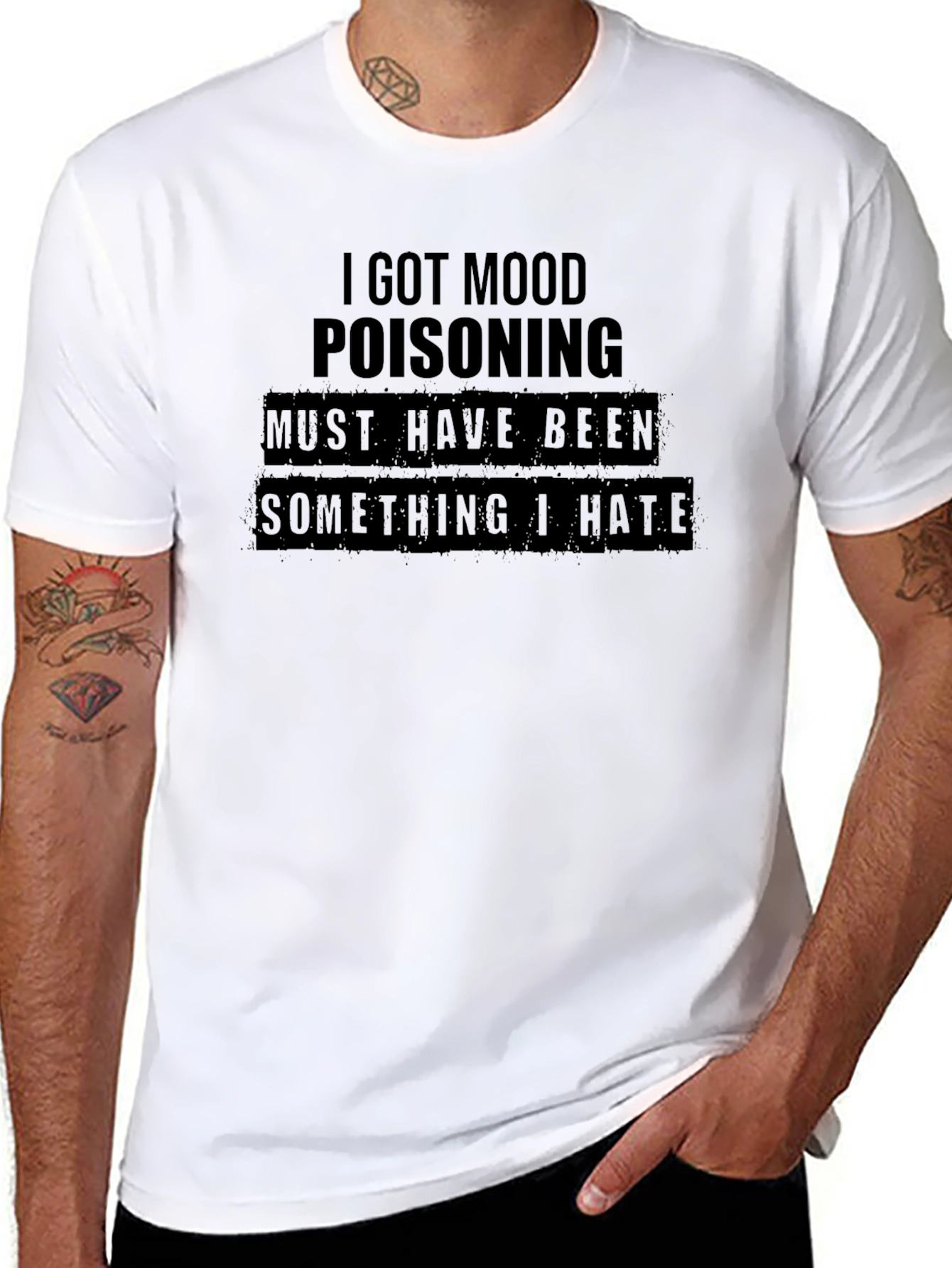 Black Mood Poisoning Graphic Tee - Humorous Black T-Shirt view 8