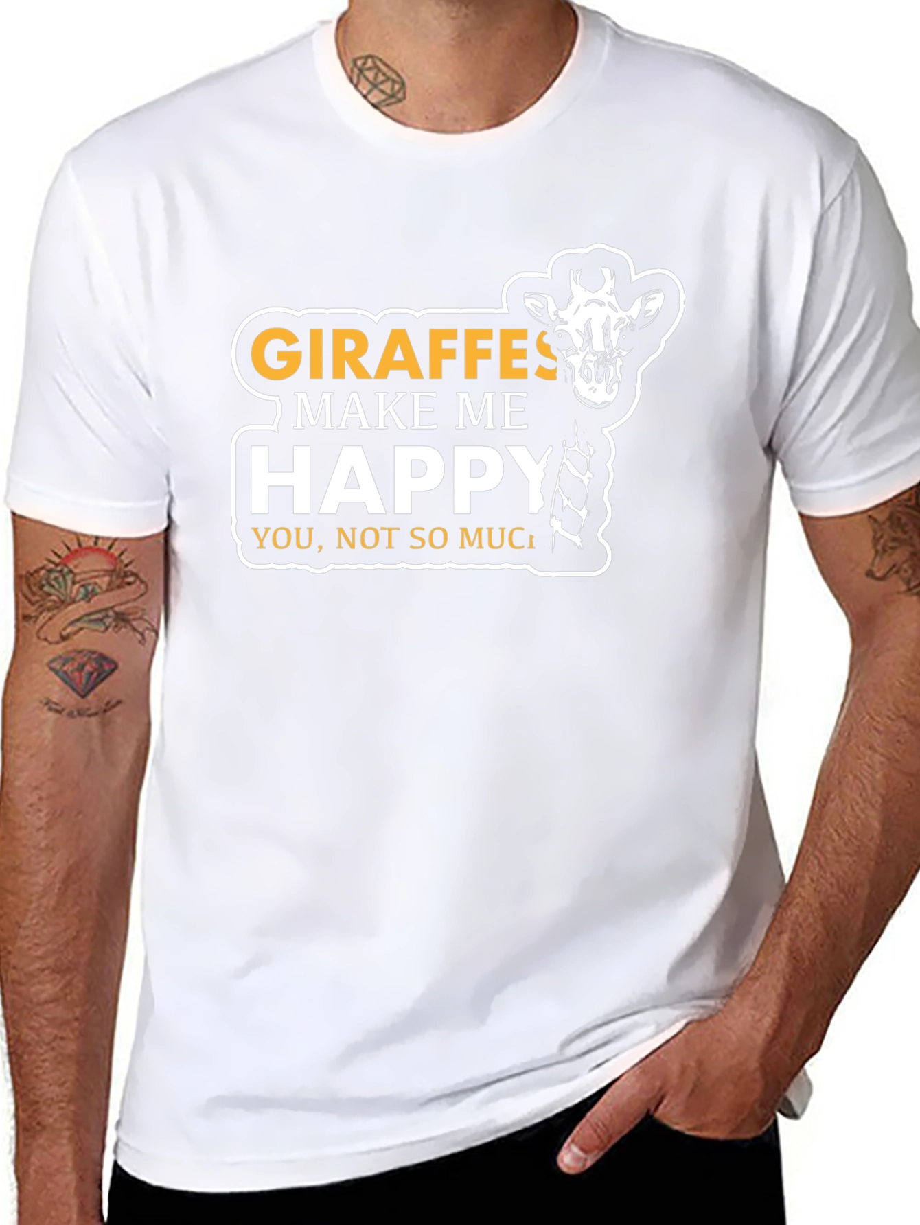 Black Giraffe Lover T-Shirt: Makes Me Happy! view 8