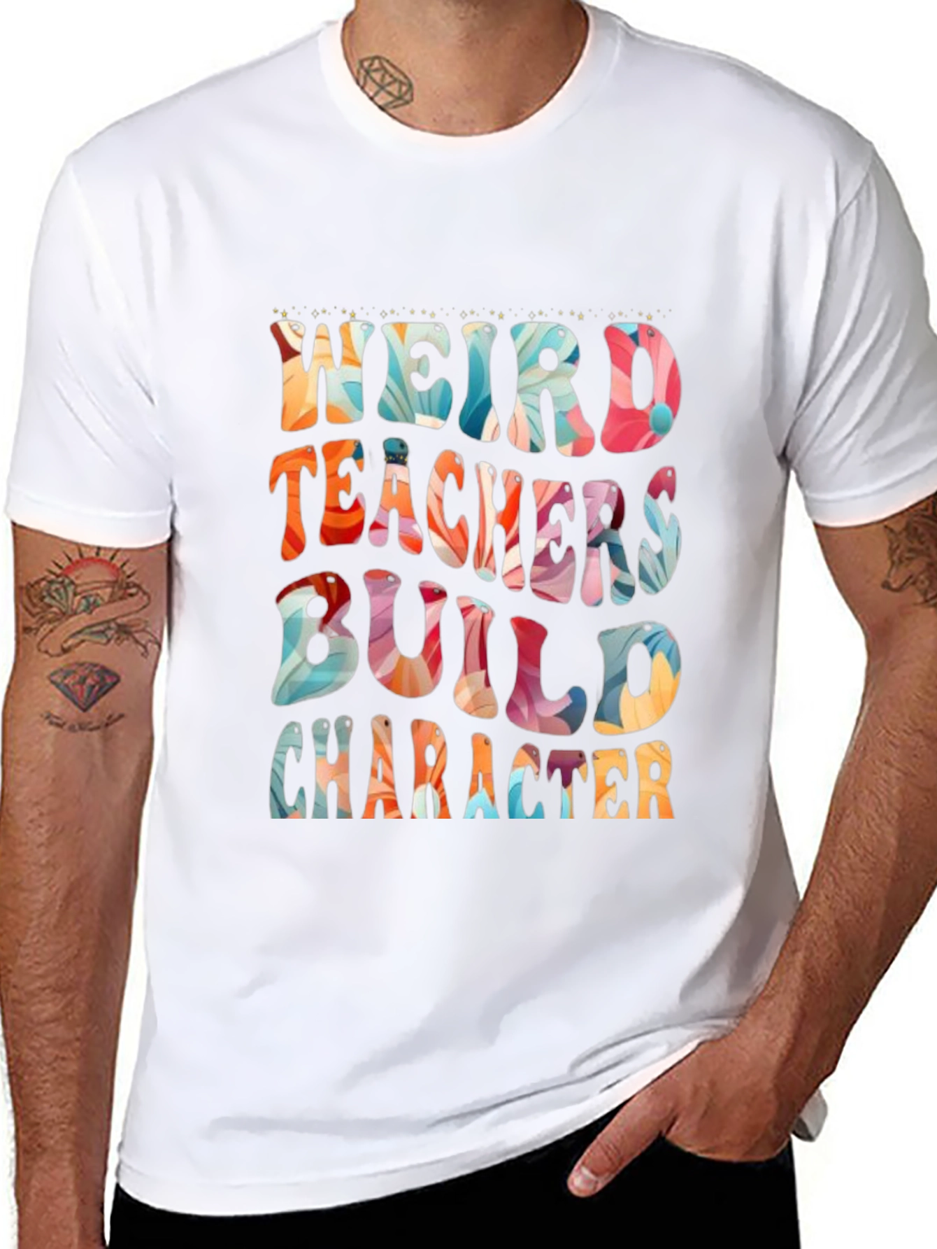 Black Weird Teachers Build Character T-Shirt view 8