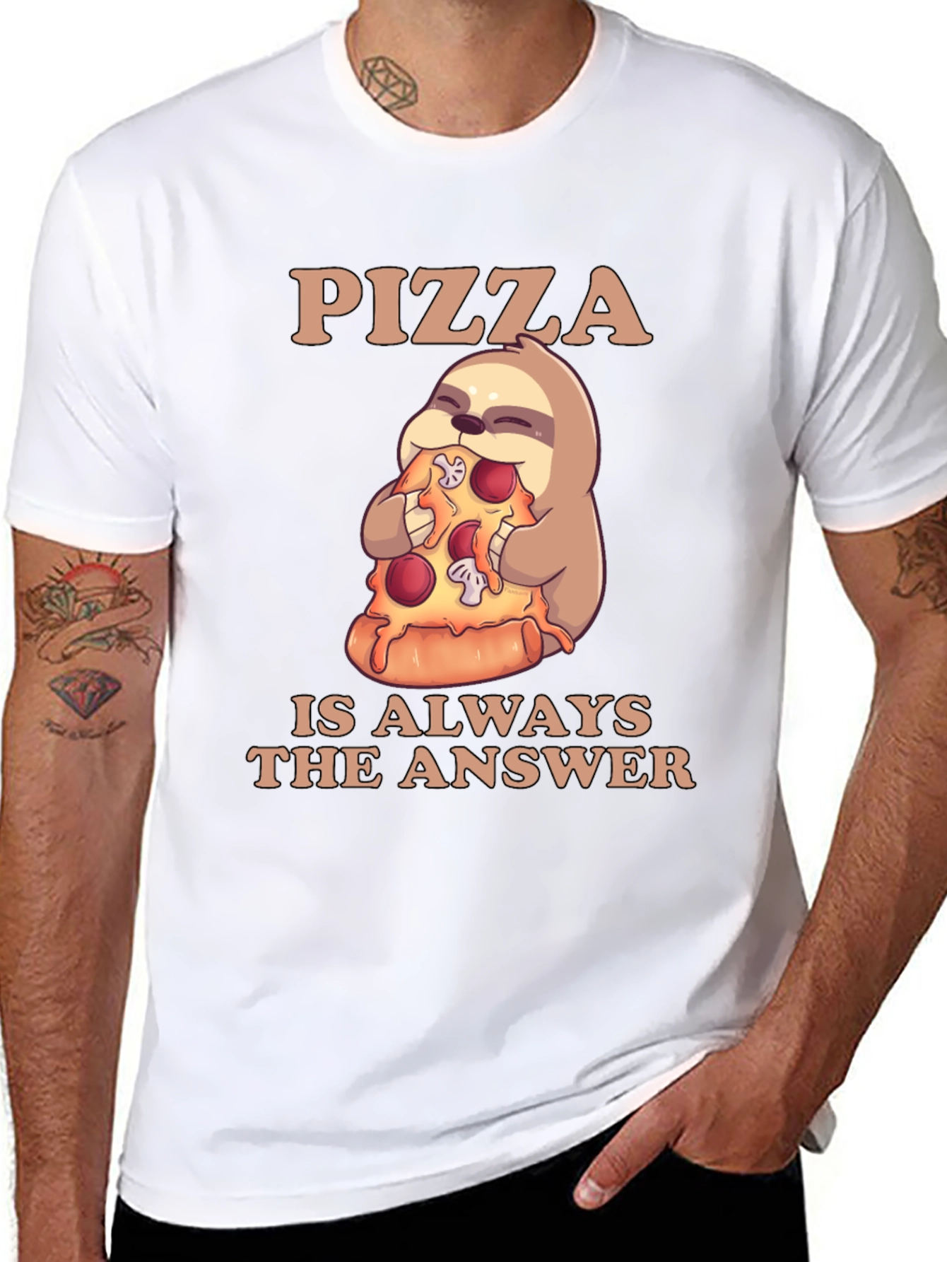 Black Pizza Sloth T-Shirt - Always the Answer! view 8