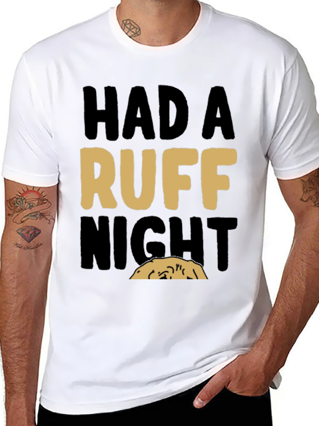 Black Had a Ruff Night T-Shirt - Comfortable Cotton Blend view 8
