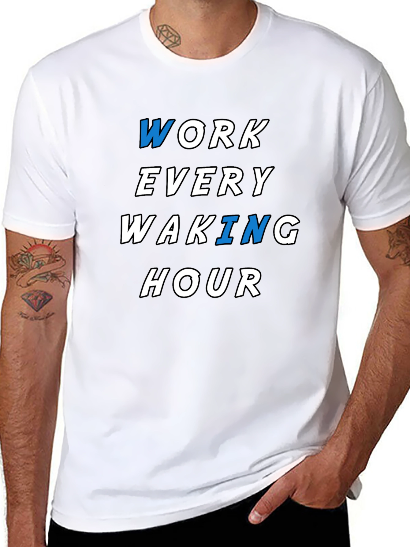Black Work Every Waking Hour Graphic Tee - Black view 8