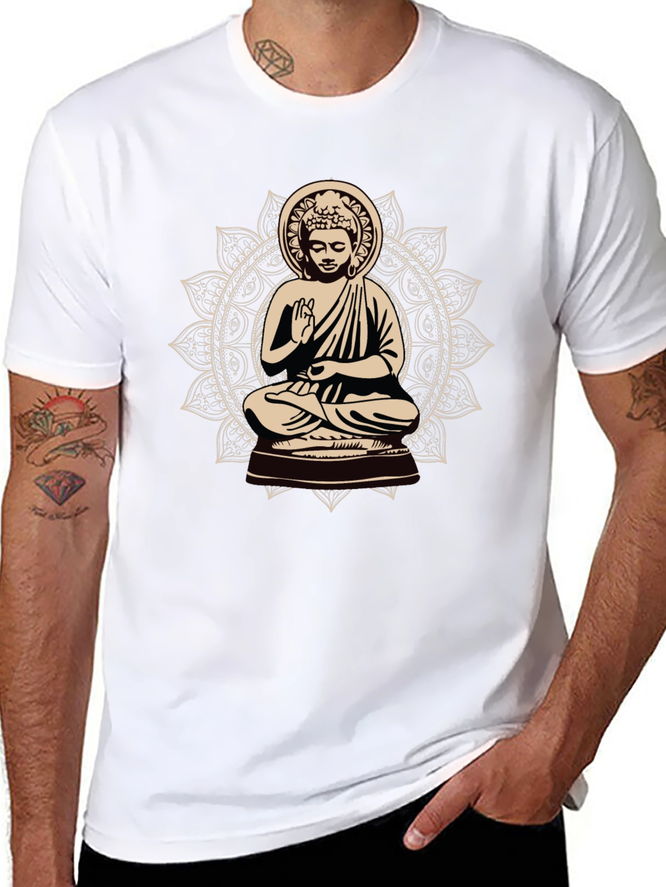 Black Buddha Mandala Graphic Tee - Spiritual Style view 8