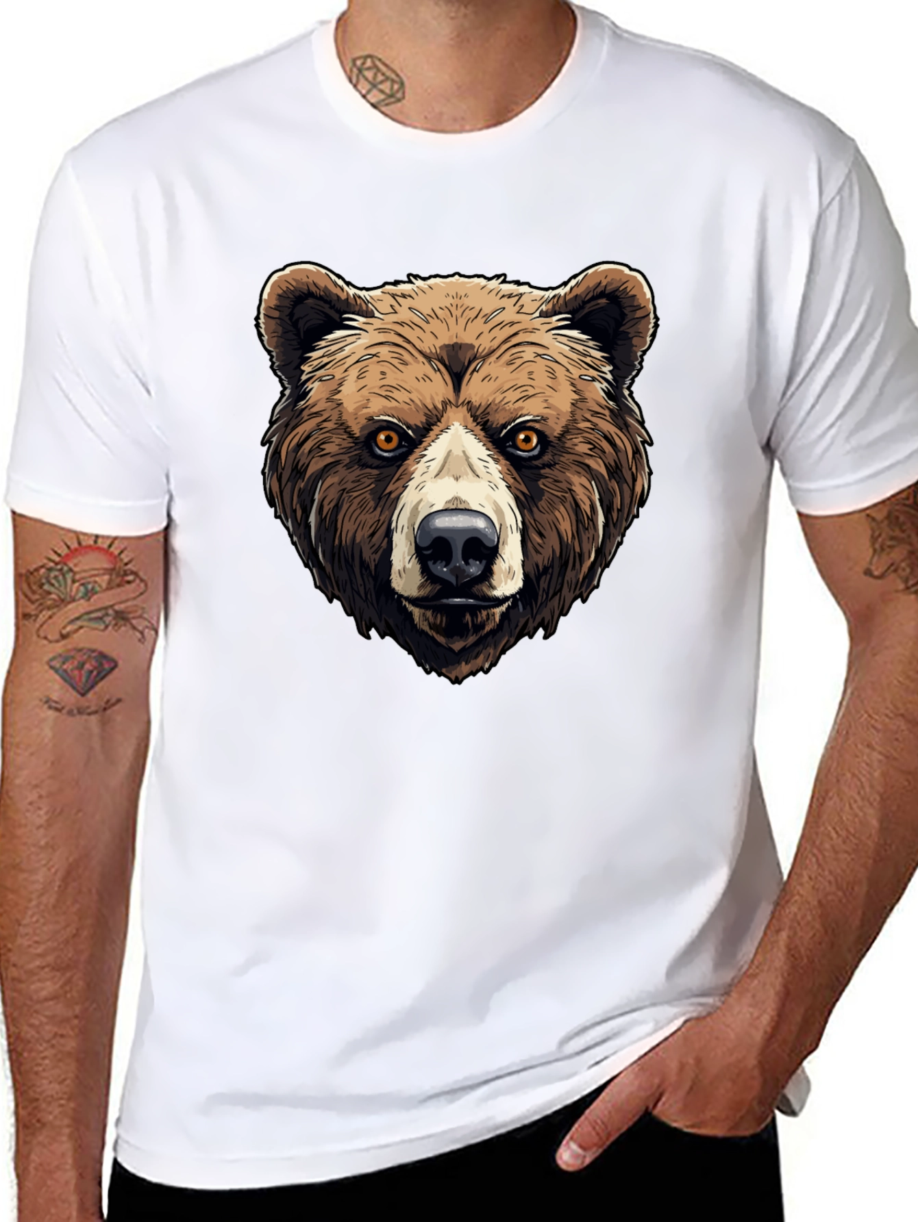 Black Grizzly Bear Graphic Tee - Animal Print Shirt view 8