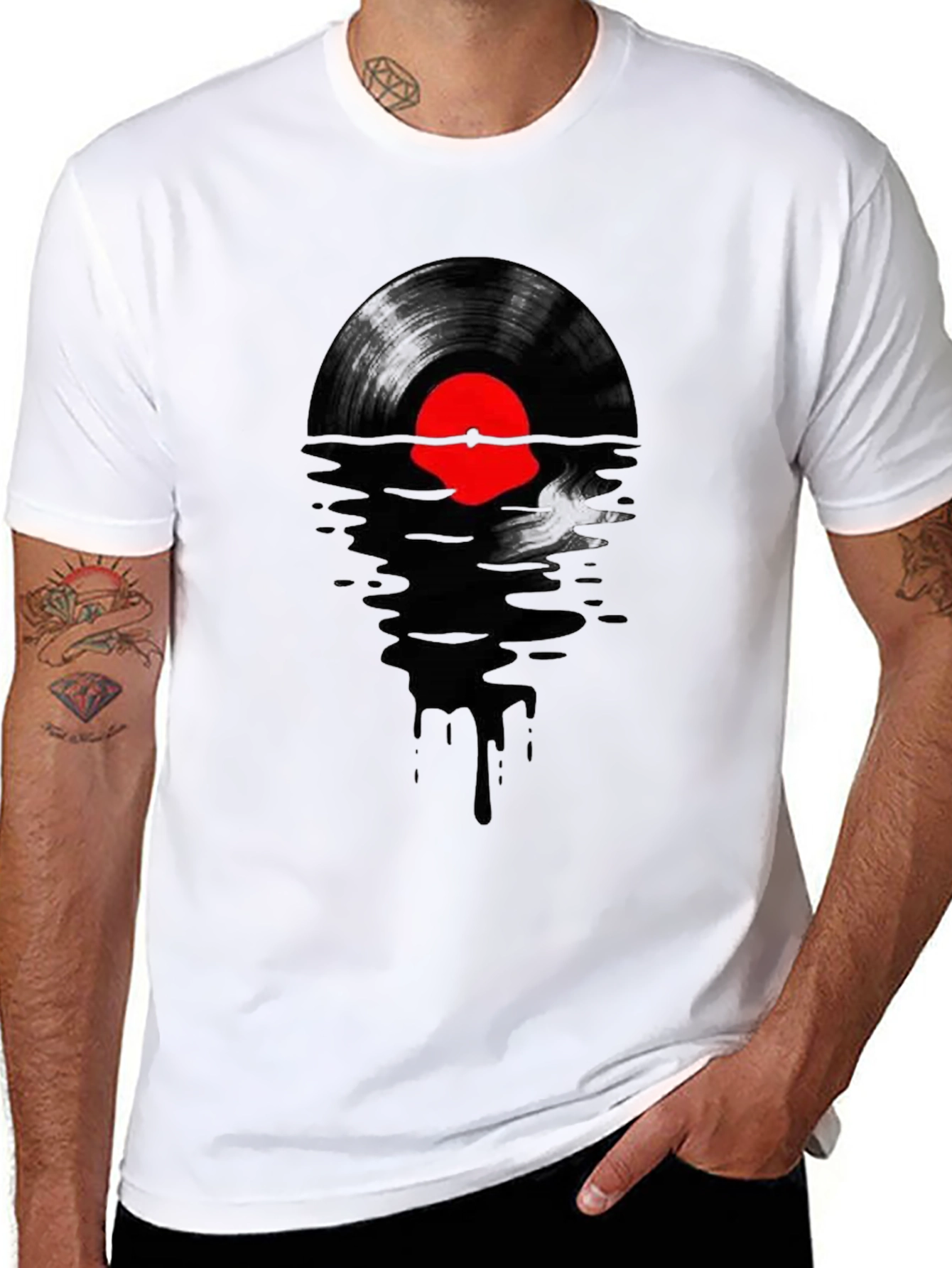 Black Vinyl Record Sunset T-Shirt - Cool Music Lover Tee view 8
