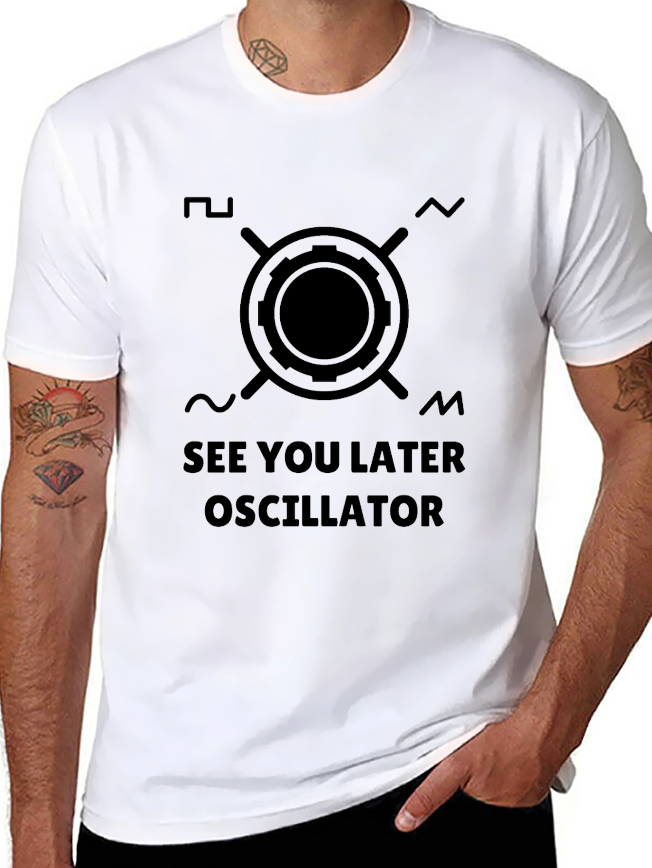 Black See You Later Oscillator T-Shirt view 8