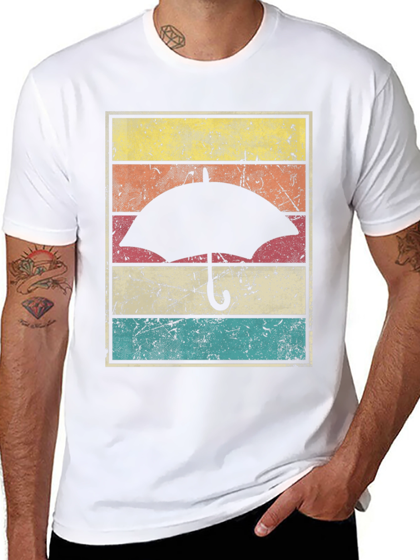 Black Retro Umbrella Graphic Tee - Vintage Style view 8