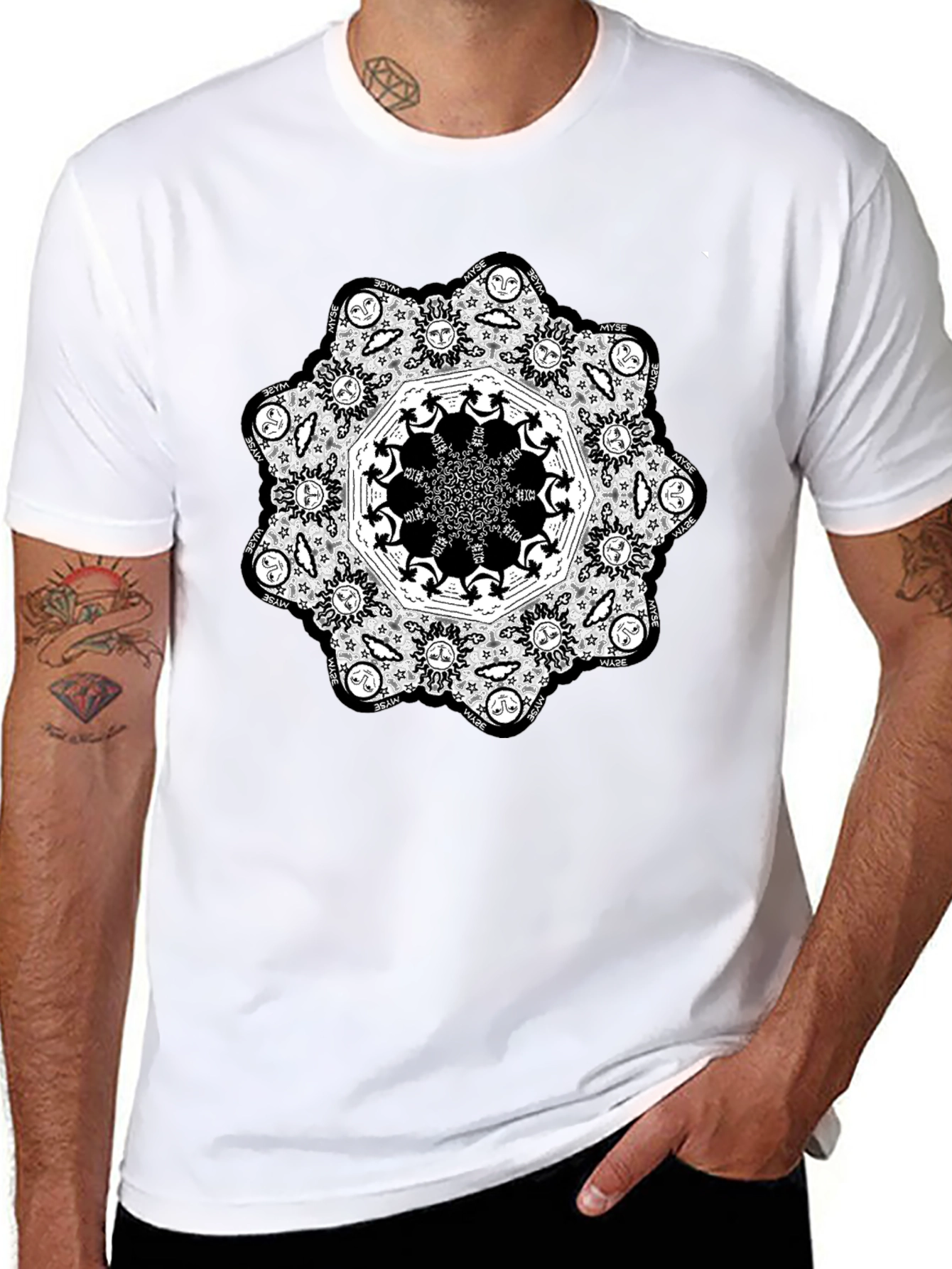Black Mandala Graphic Black T-Shirt view 8