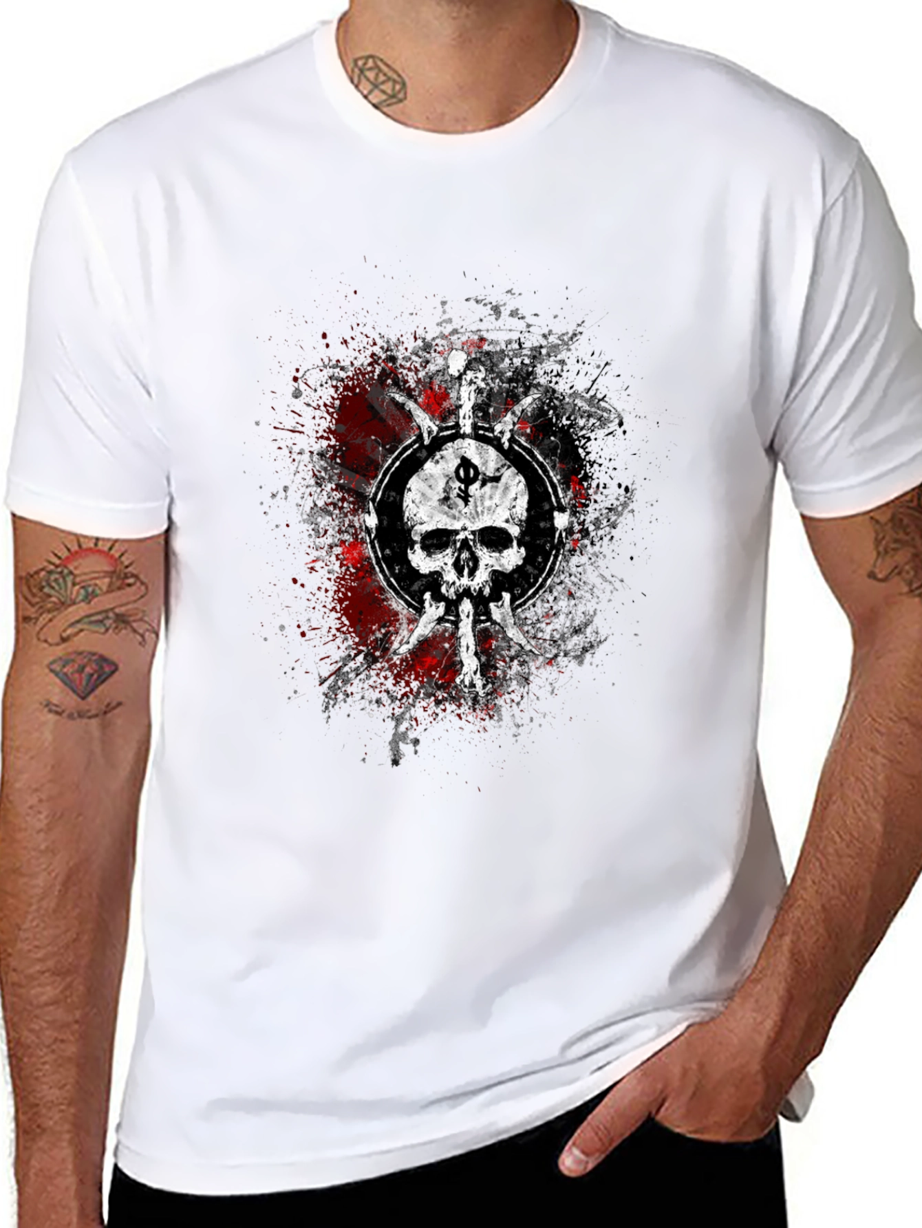 Black Skull & Dagger Graphic Tee - Black view 8