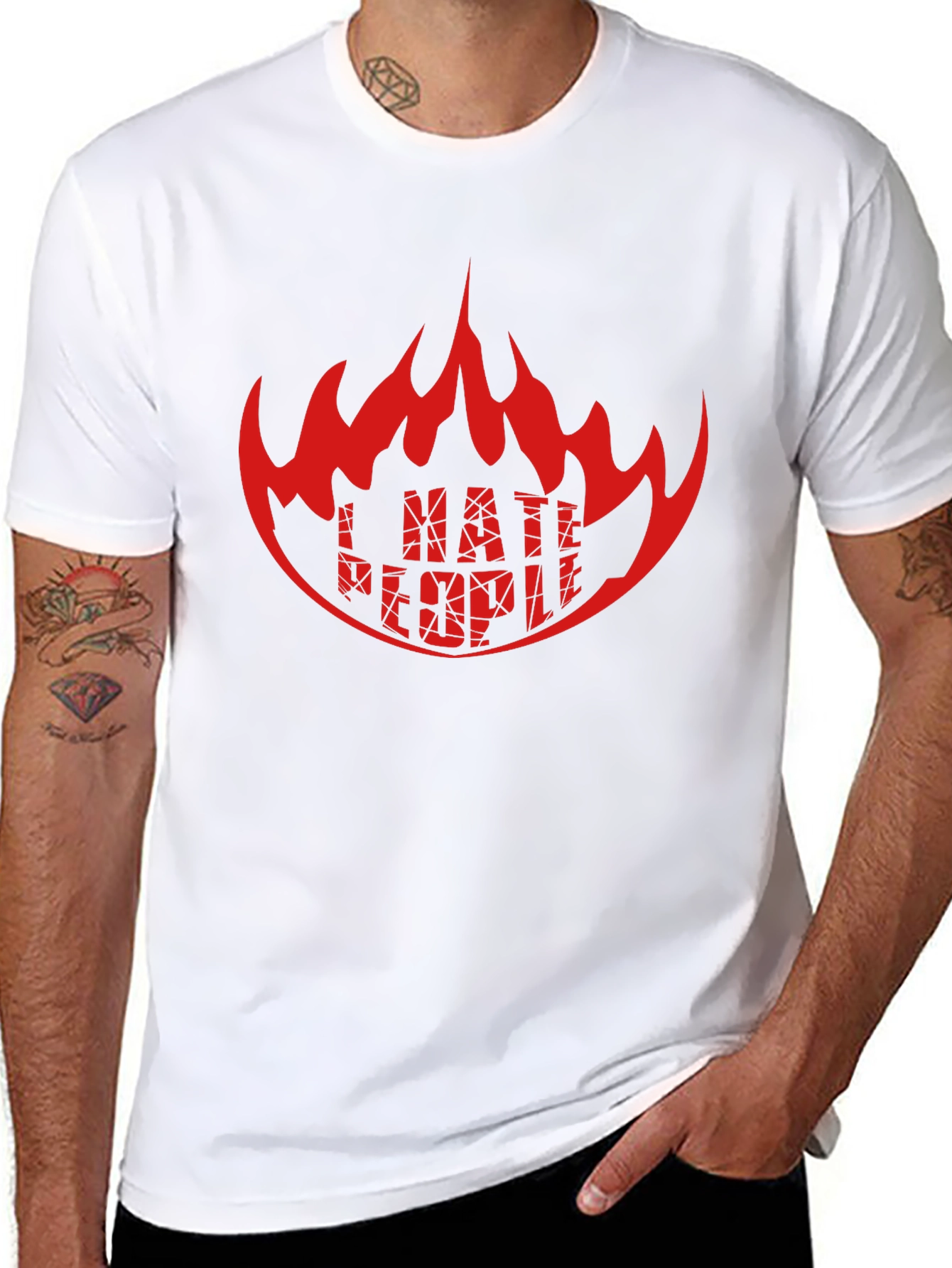 Black I HATE PEOPLE Graphic Tee - Black Crew Neck T-Shirt view 8
