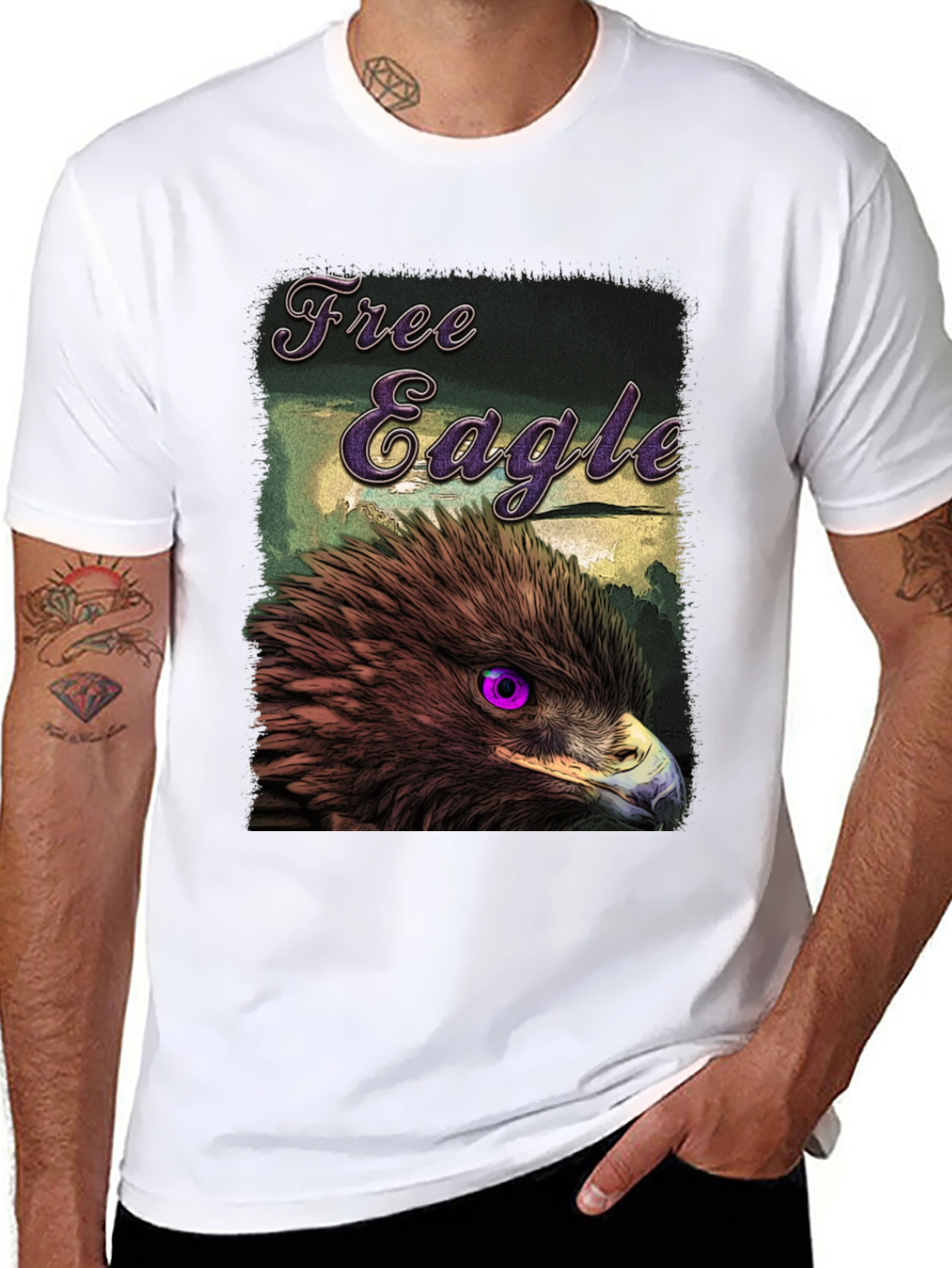 Black Free Eagle Graphic T-Shirt - Bold Bird Design view 8