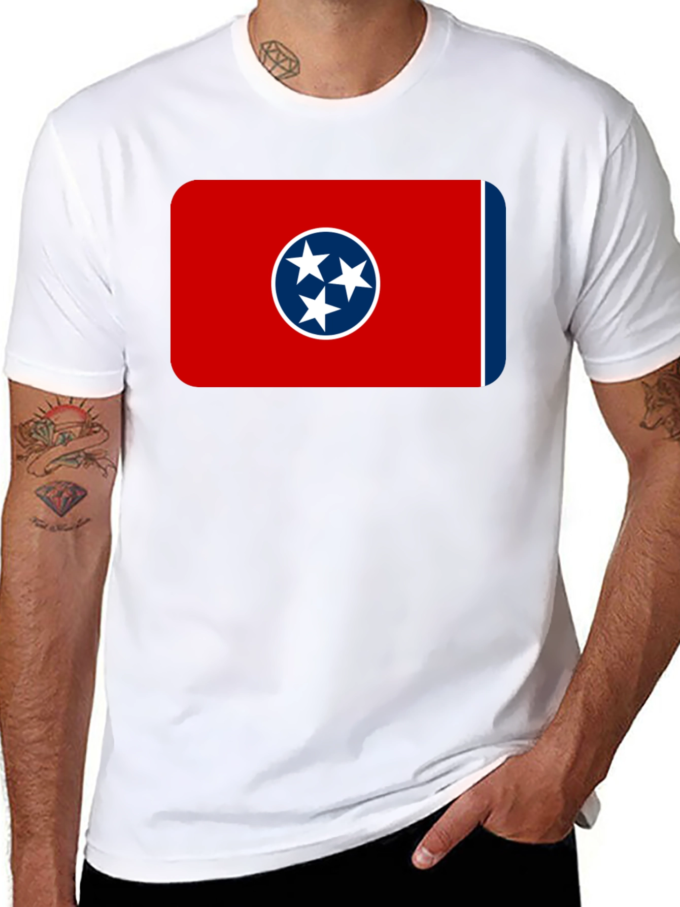 Black Tennessee Flag T-Shirt -  Black Crew Neck Tee view 8