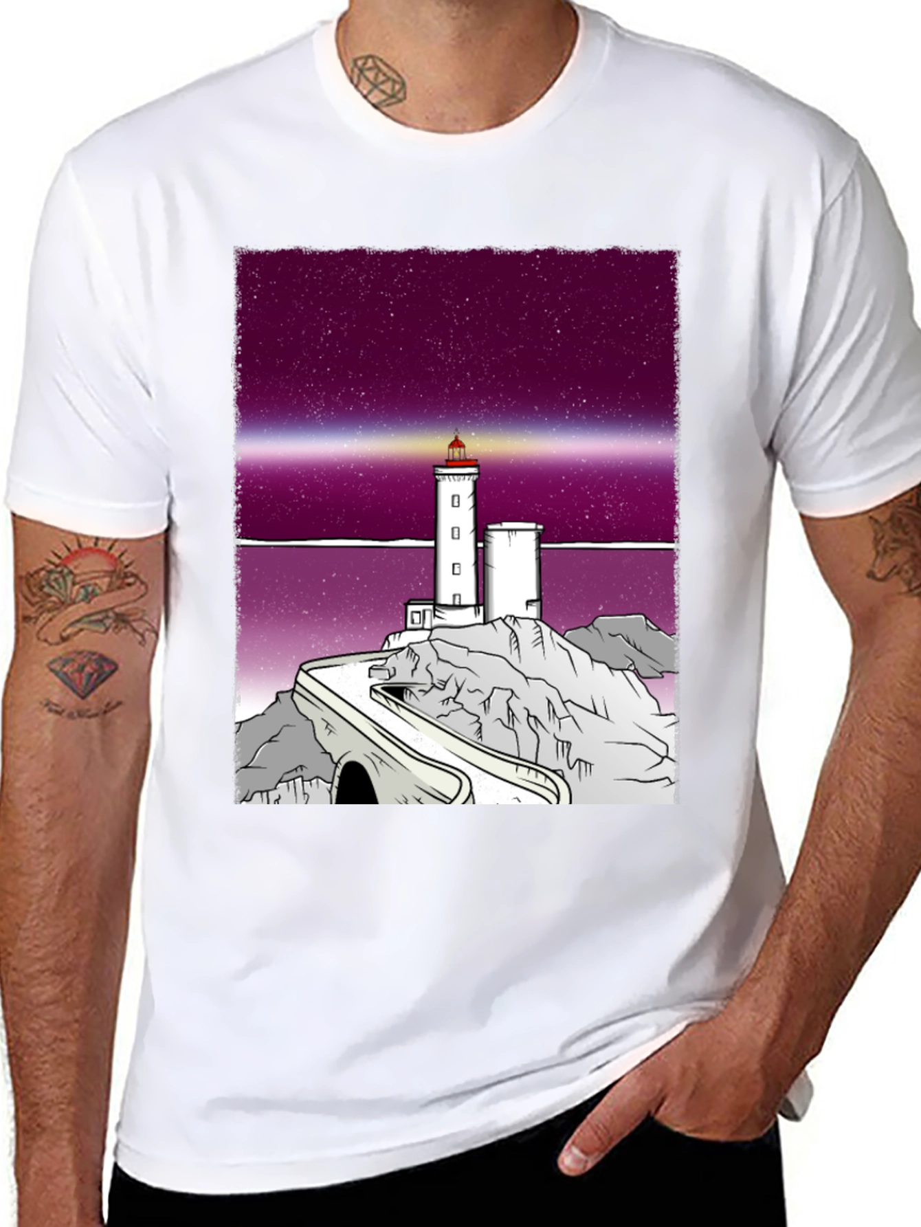 Black Lighthouse Graphic Tee - Unique Design, Comfortable Fit view 8