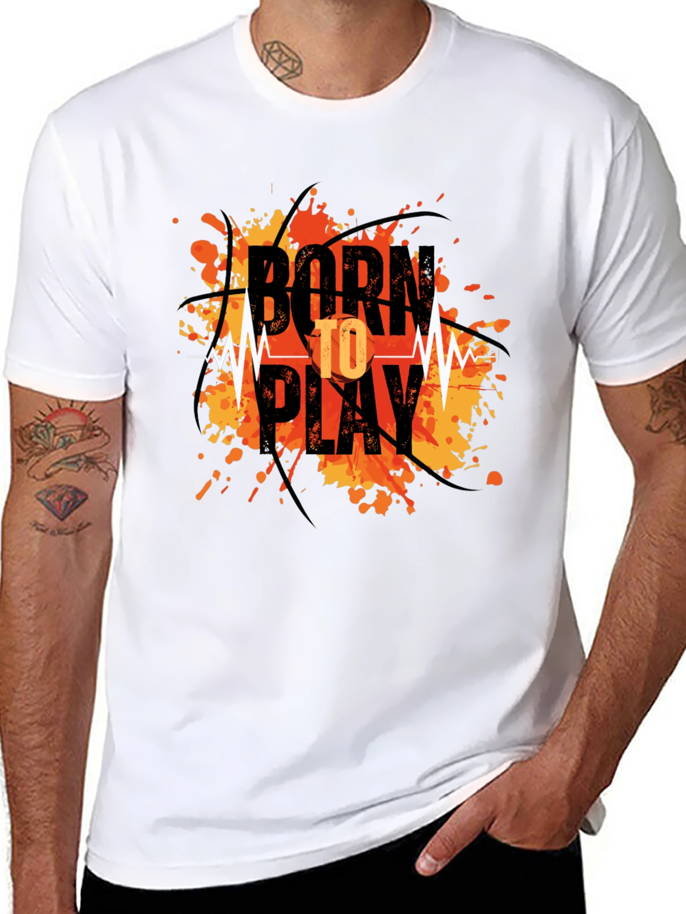 Black Born To Play Graphic Tee - Black Cotton Blend view 8