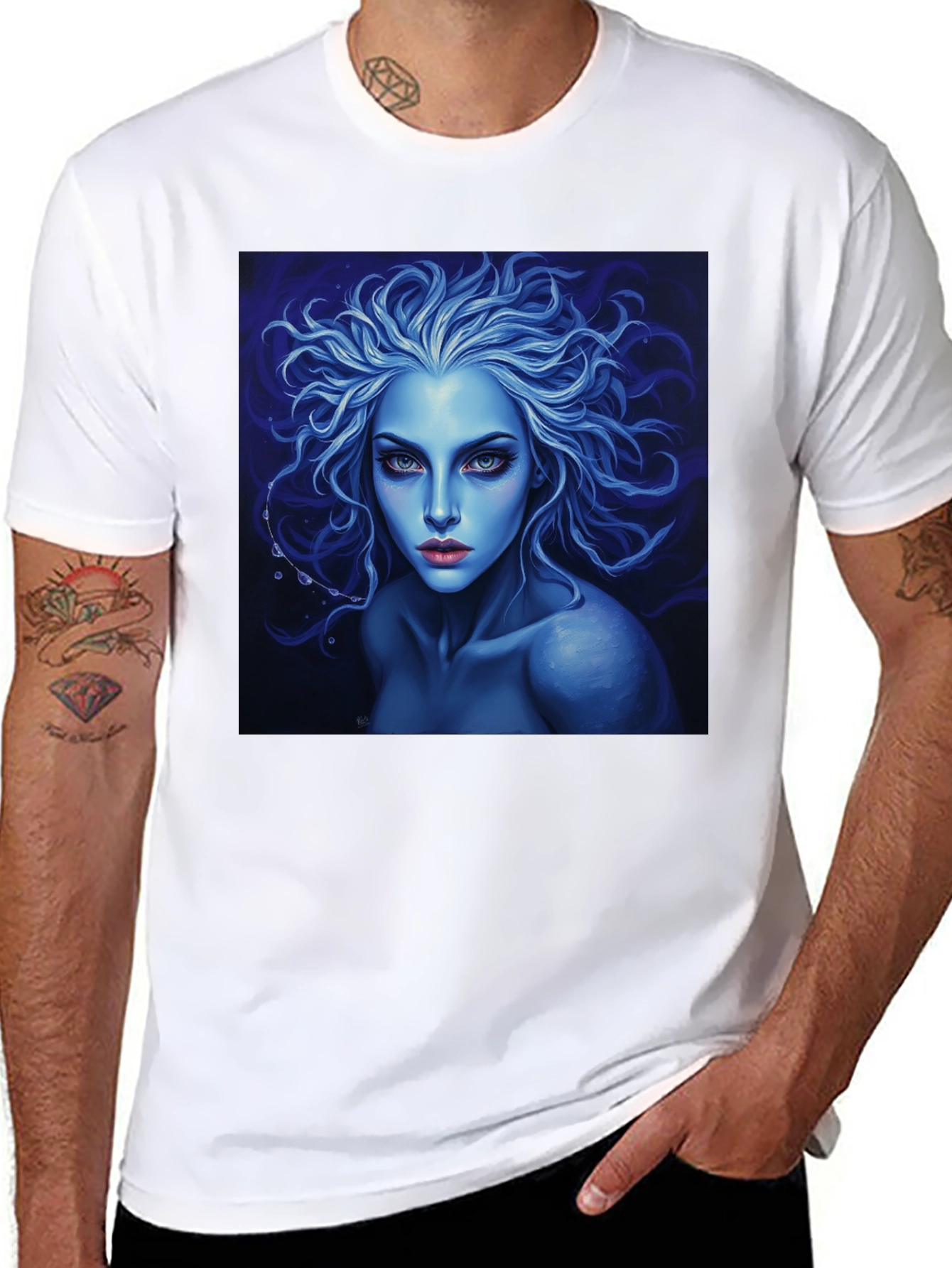 Black Blue Enchantress Graphic Tee - Dark Fantasy Style view 8