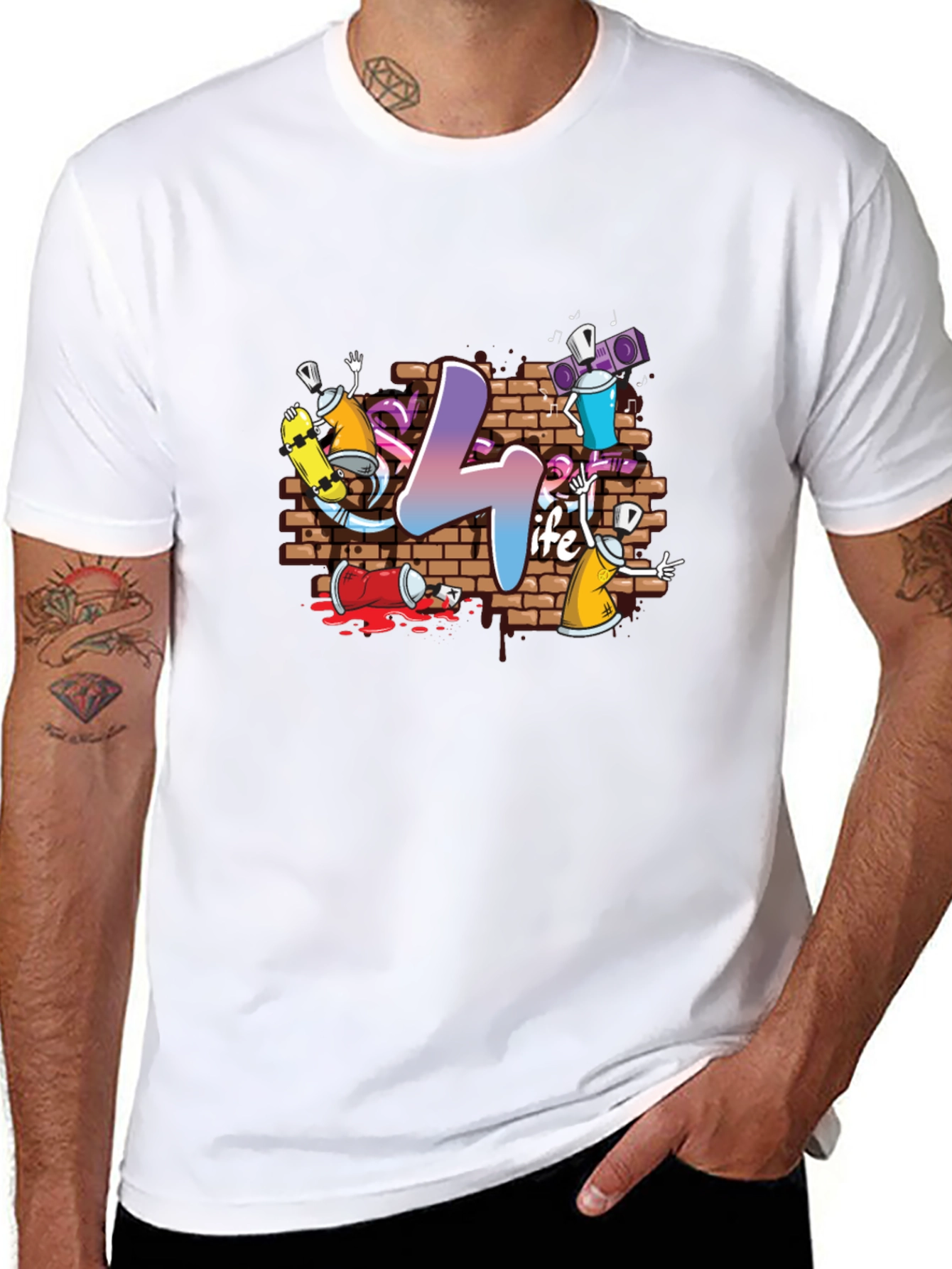 Black Graffiti Art T-Shirt - 4 Life Urban Style Tee view 8