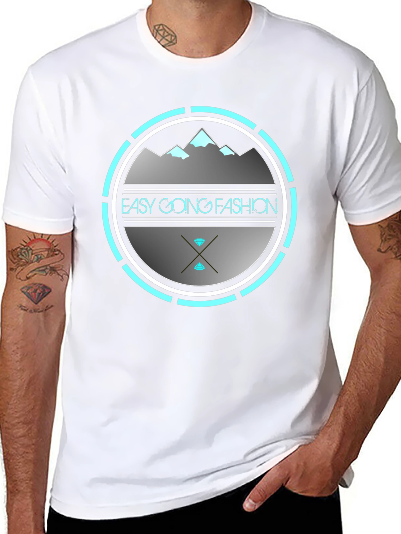 Black Easy Going Fashion Graphic Tee - Black view 8