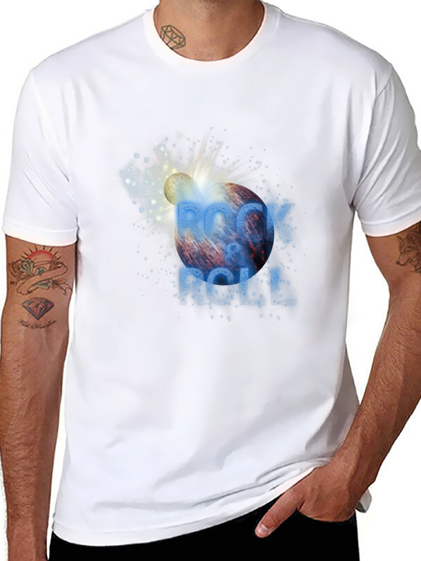 Black Rock & Roll Graphic Print T-Shirt view 8