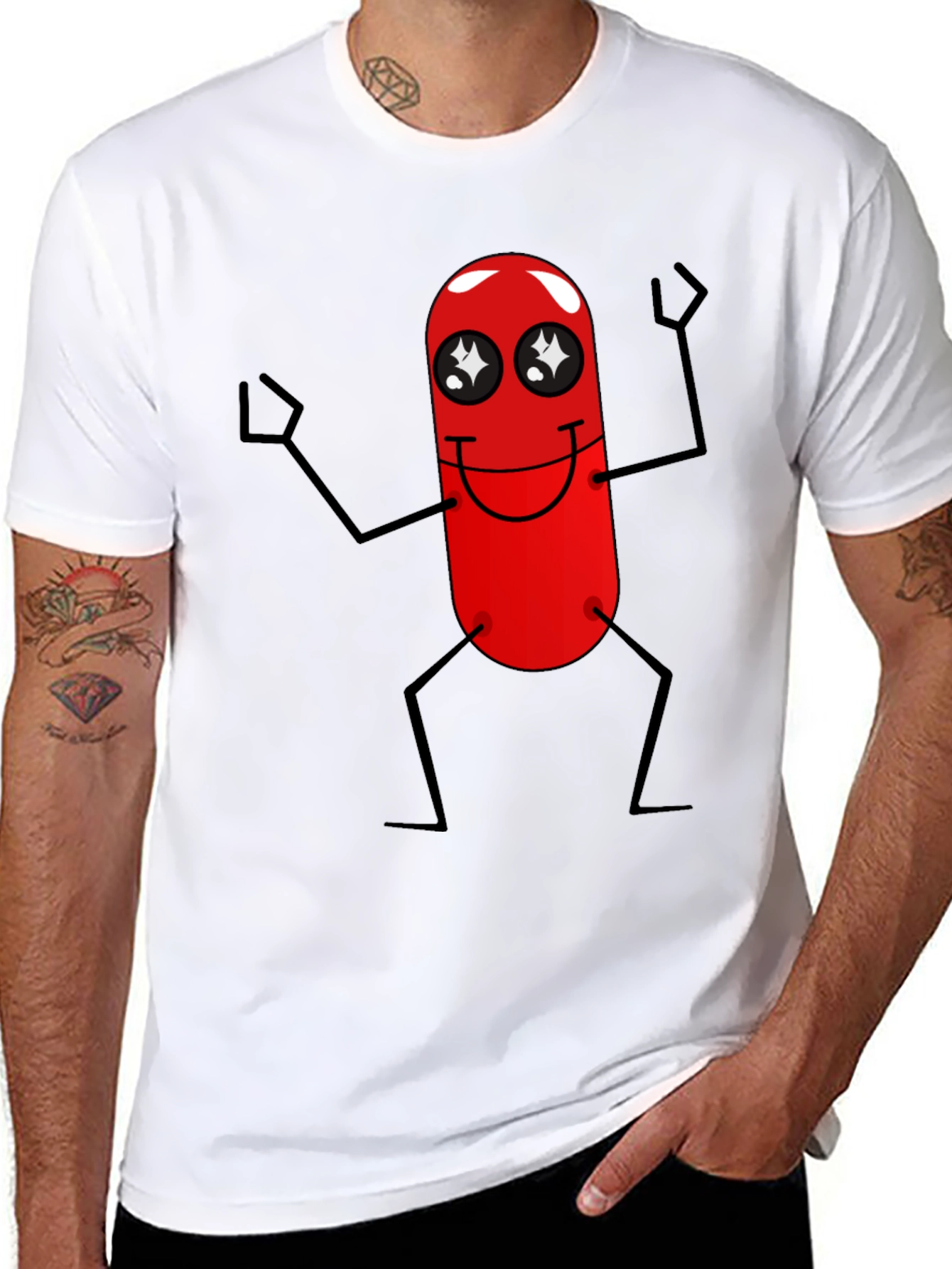 Black Funny Red Pill Character Black T-Shirt view 8