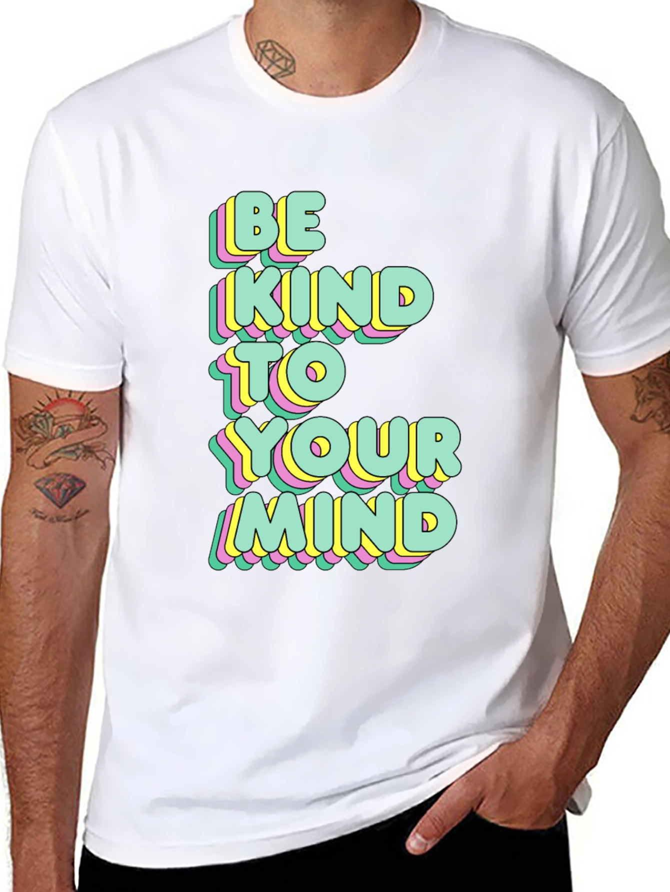 Black Be Kind To Your Mind Graphic Tee view 8