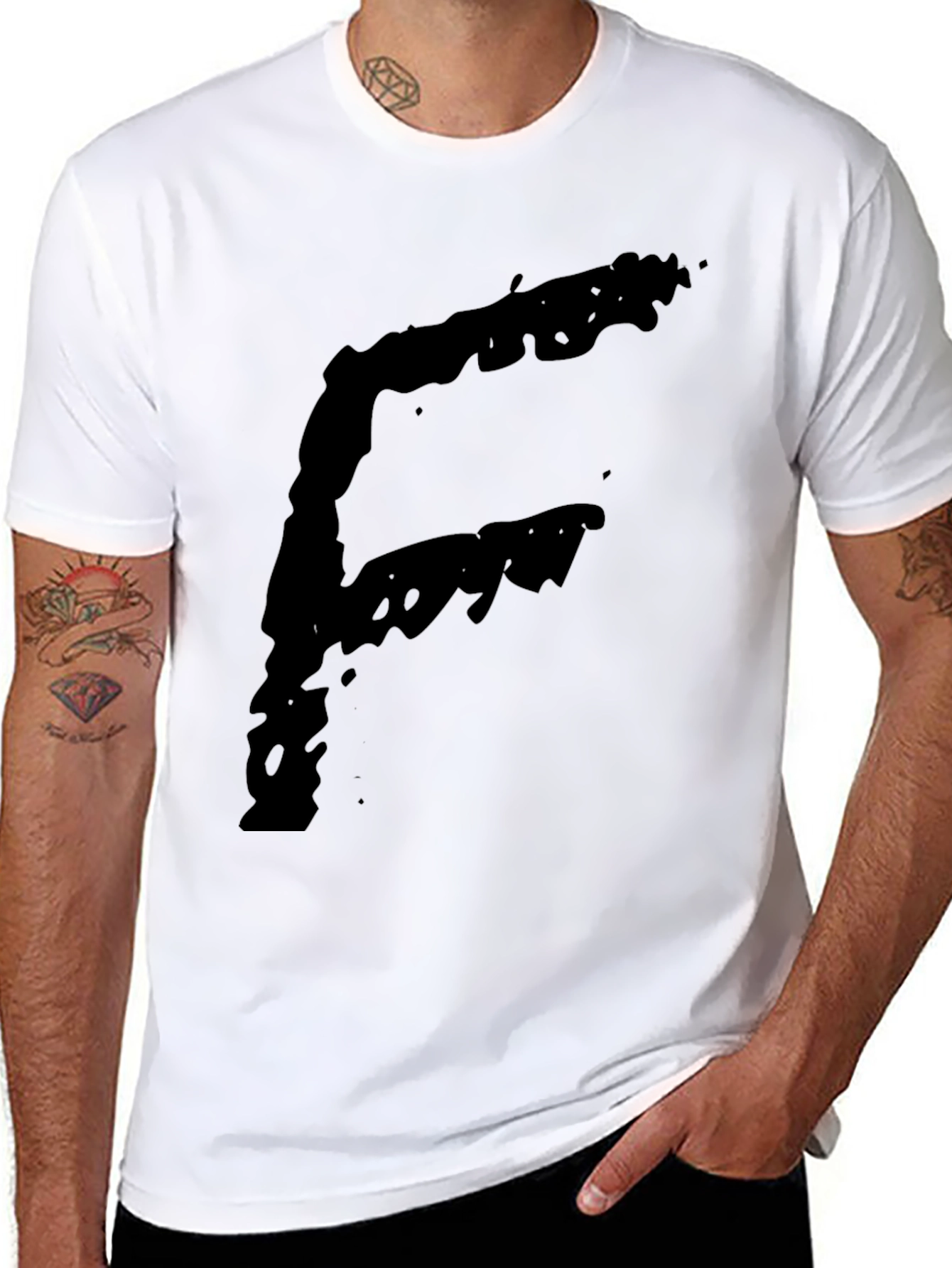 Black Bold Letter 'F' Graphic T-Shirt - Black view 8