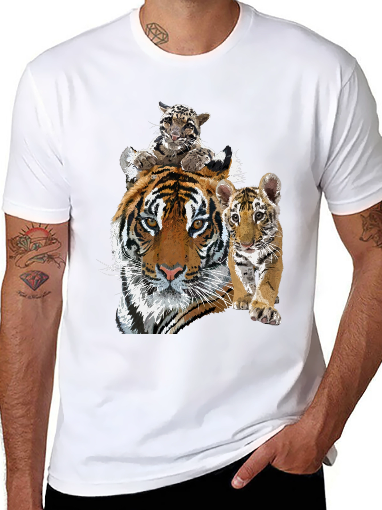 Black Tiger Family Graphic Print Tee view 8