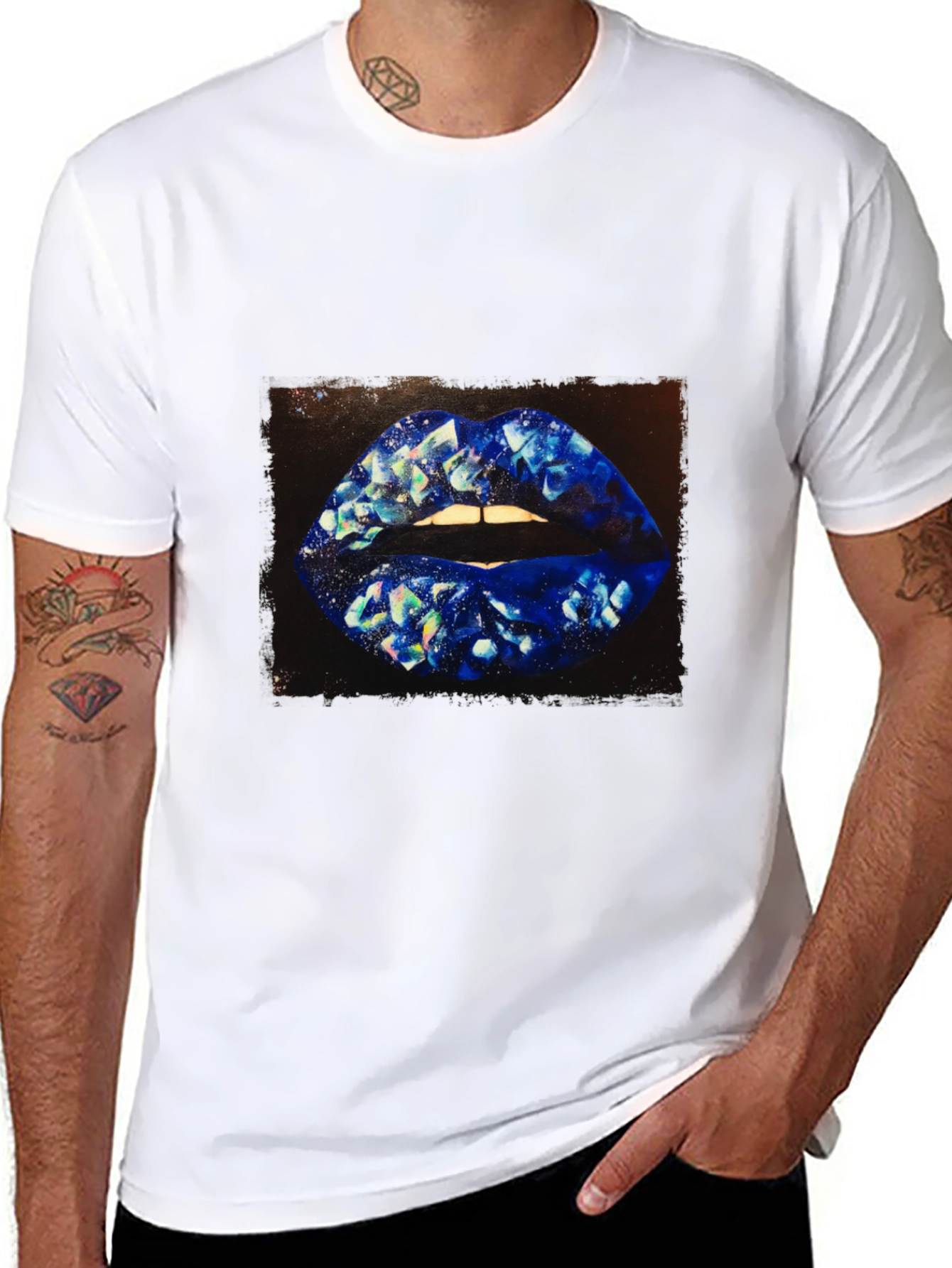 Black Diamond Lips Graphic T-Shirt - Stylish Unisex Tee view 8
