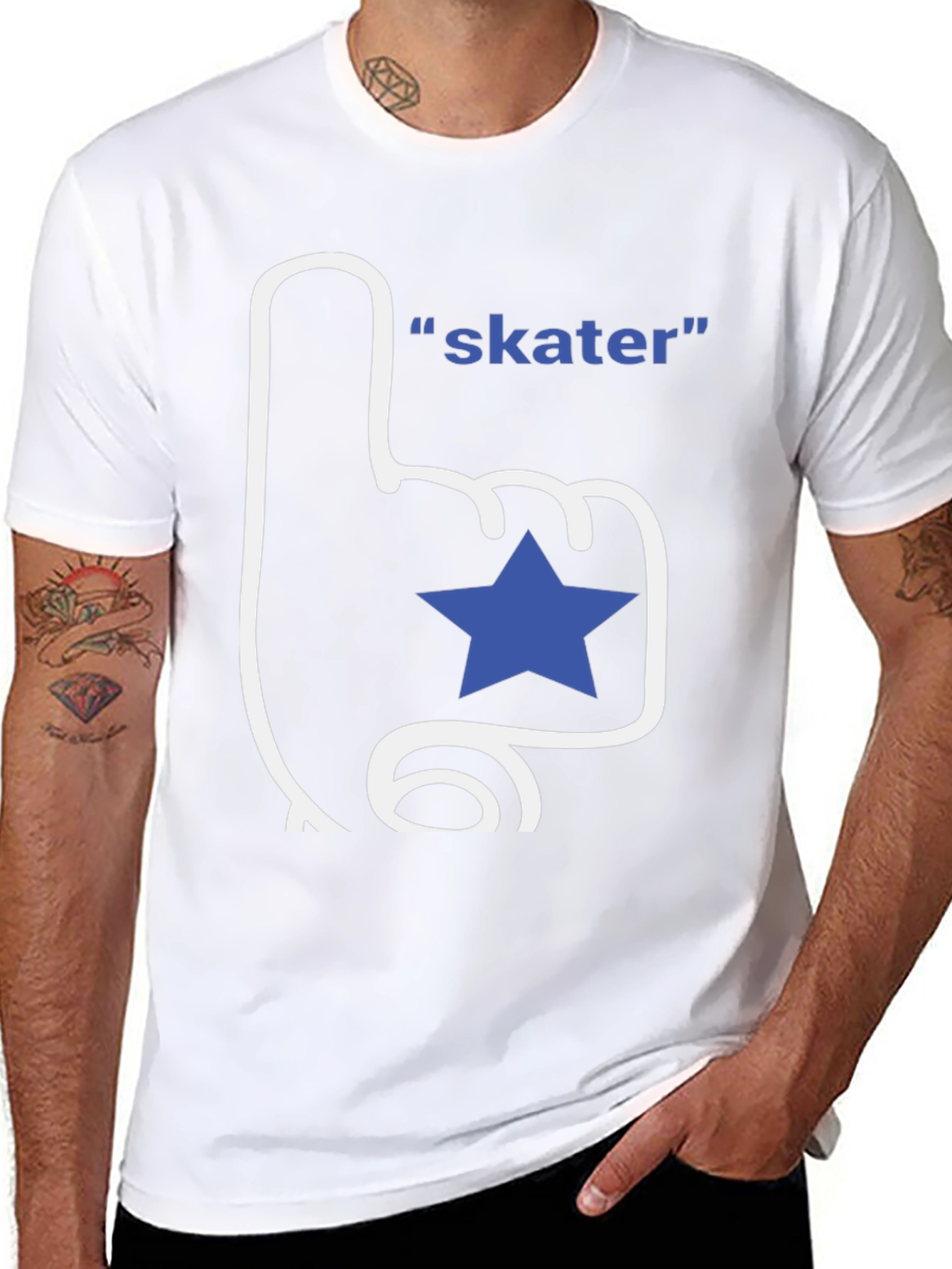 Black Skater T-Shirt - Fan Finger with Star view 8