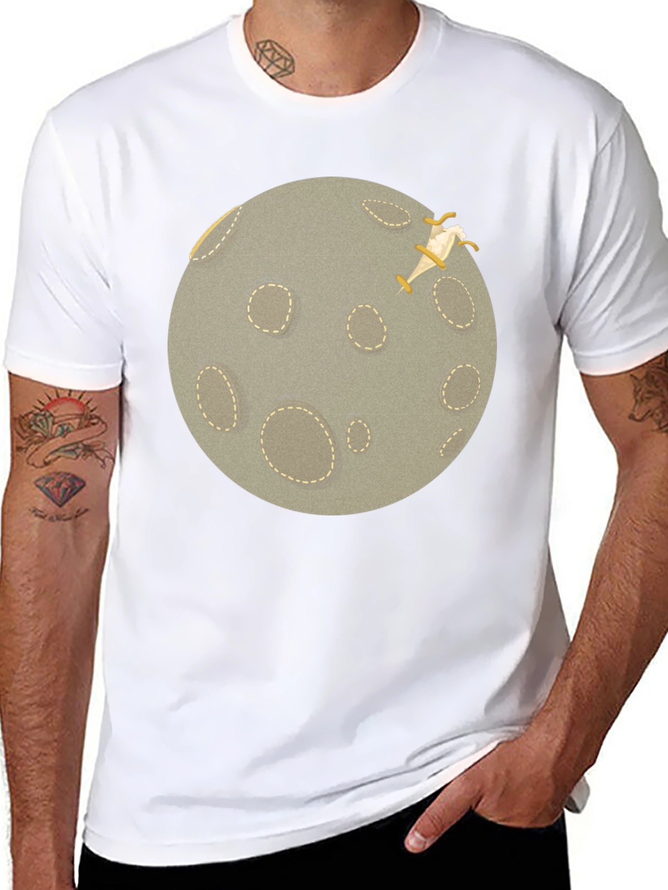 Black Moon Landing Graphic T-Shirt - Black Crew Neck view 8