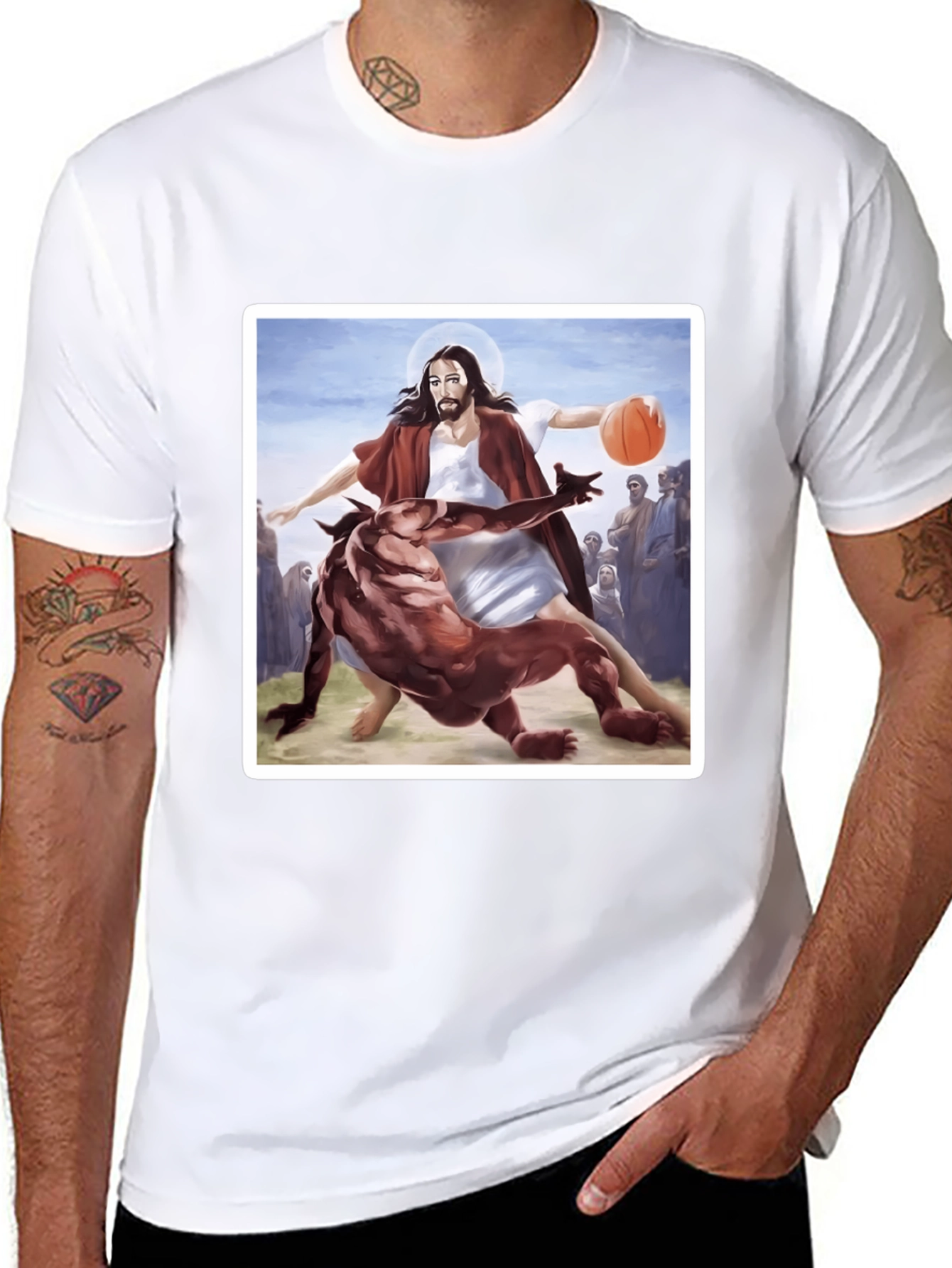 Black Jesus Basketball Graphic Tee - Black Cotton Blend view 8