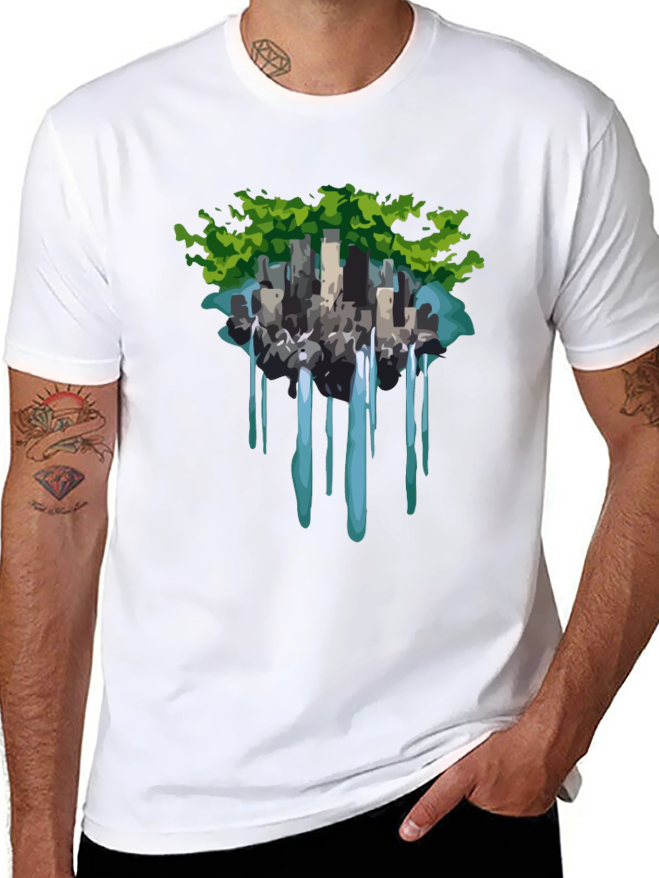 Black Urban Oasis T-Shirt - Nature Meets City view 8
