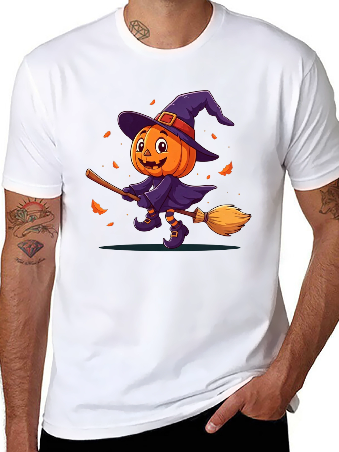Black Halloween Pumpkin Witch T-Shirt view 8