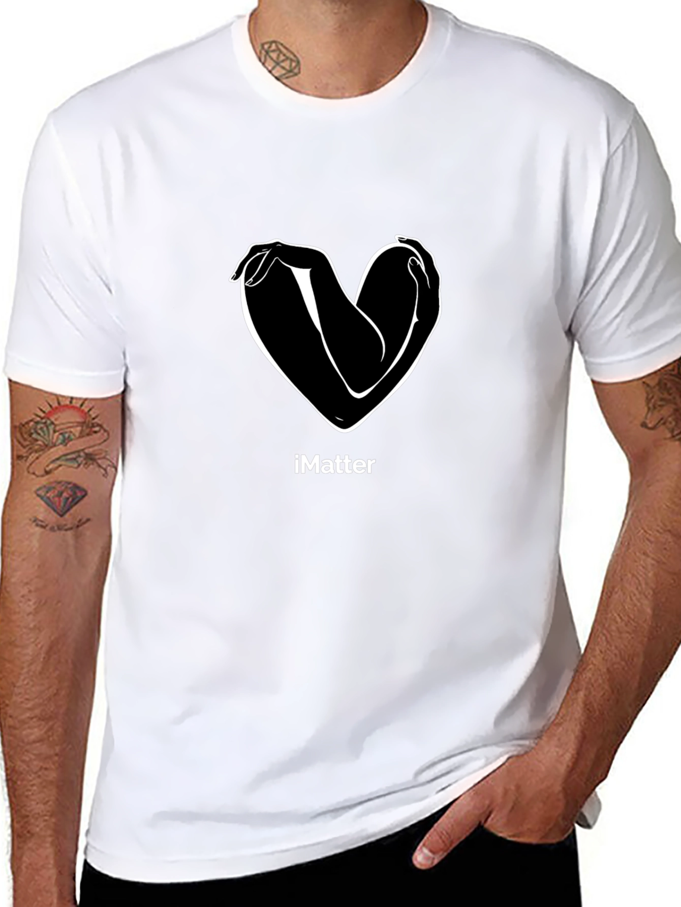 Black I Matter Heart Hands Graphic Tee - Black Unisex T-Shirt view 8