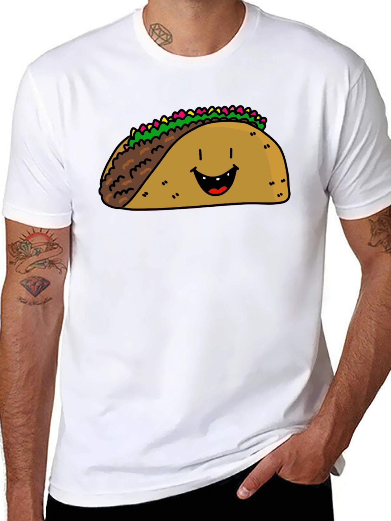 Black Happy Taco Graphic Tee - Black Cotton Blend view 8