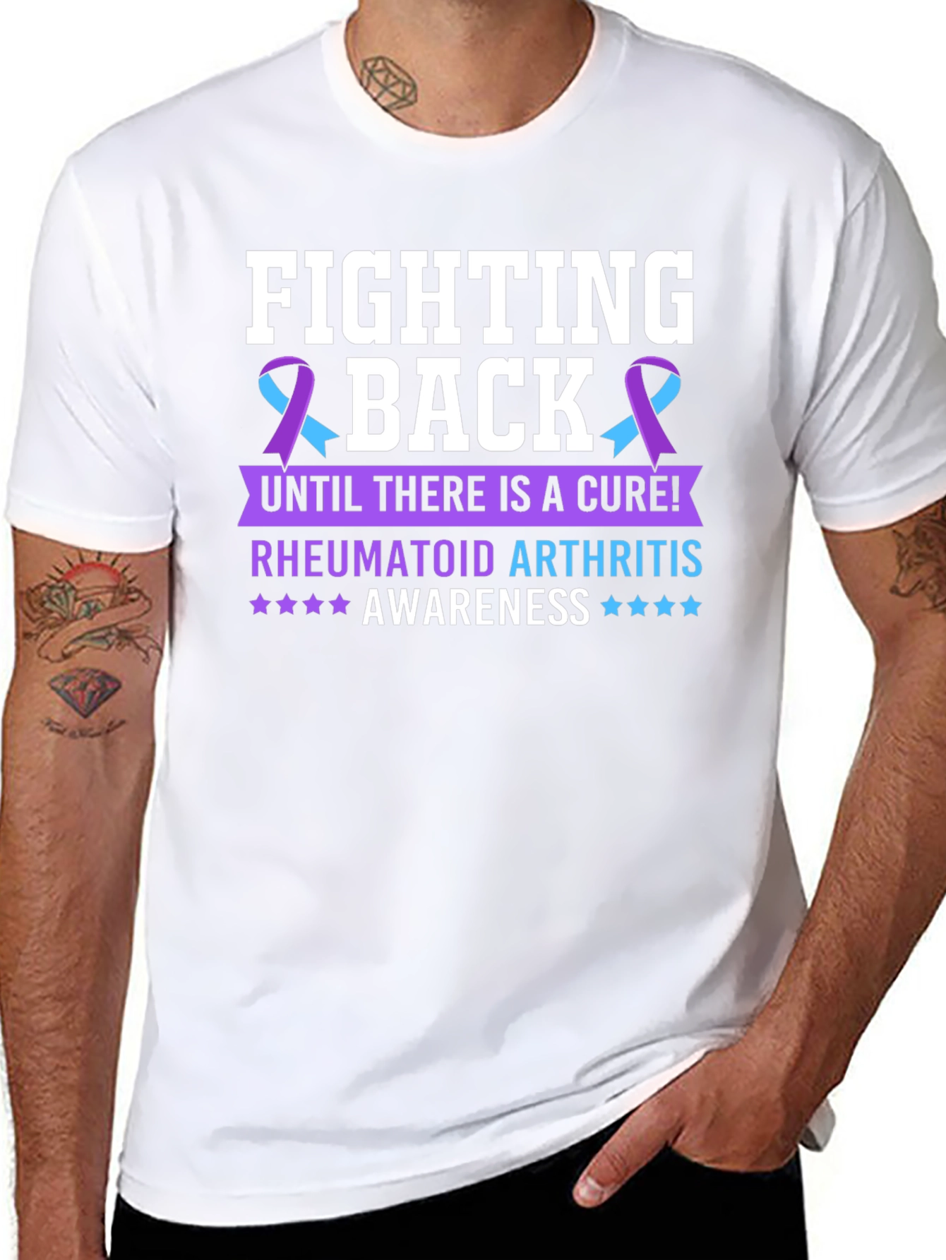 Black Rheumatoid Arthritis Awareness T-Shirt view 8