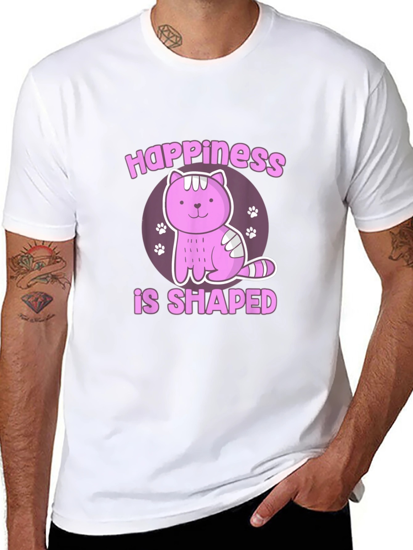 Black Happiness Shaped Cat T-Shirt view 8
