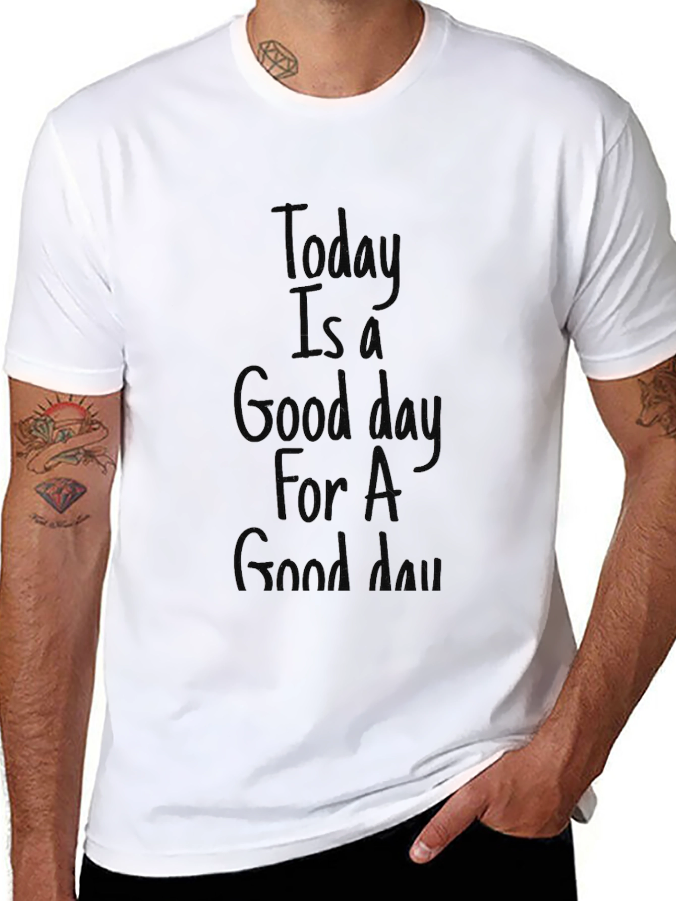 Black Good Day Graphic T-Shirt - Unisex Crew Neck view 8
