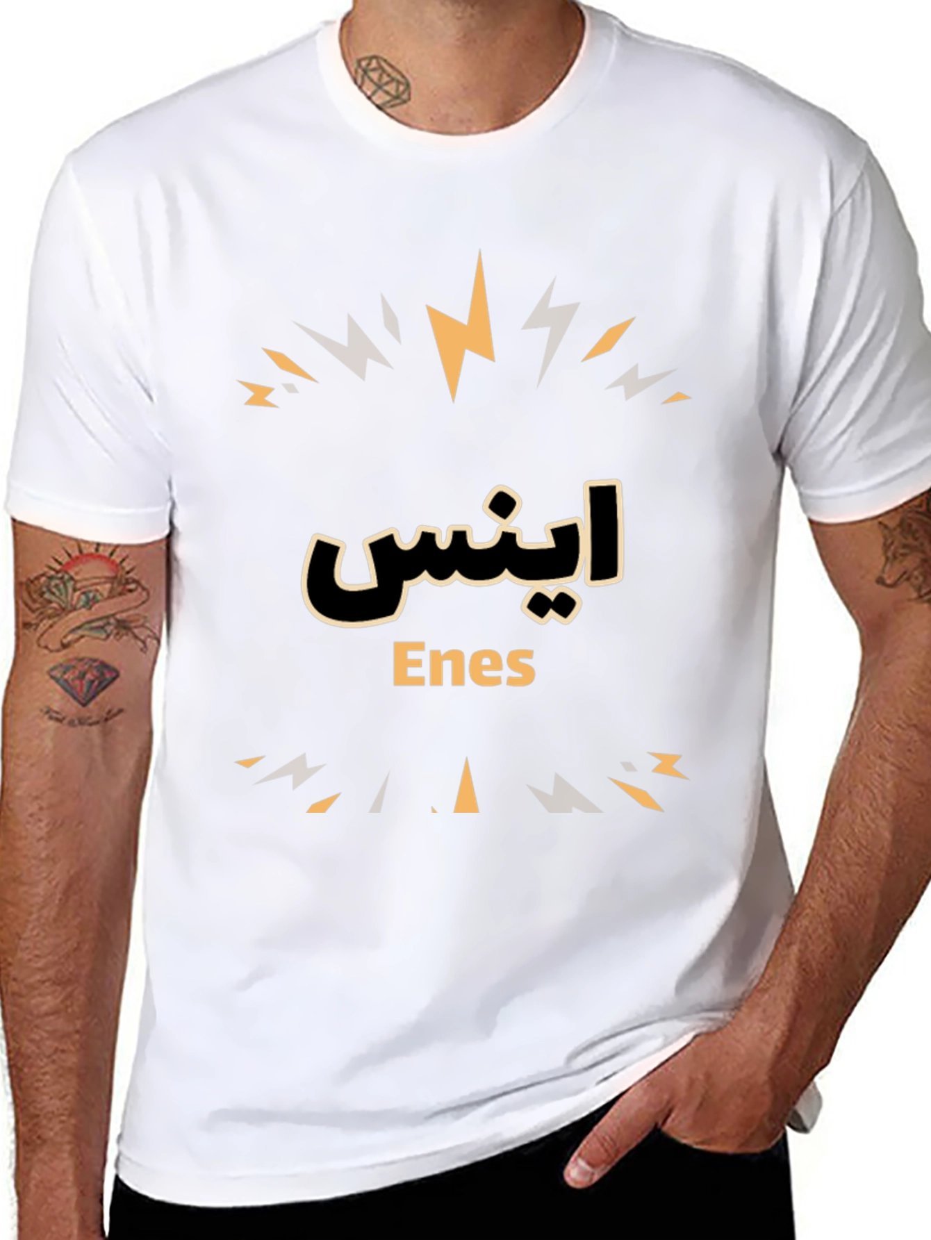 Black Enes Personalized T-Shirt - Stylish Custom Name Tee view 8