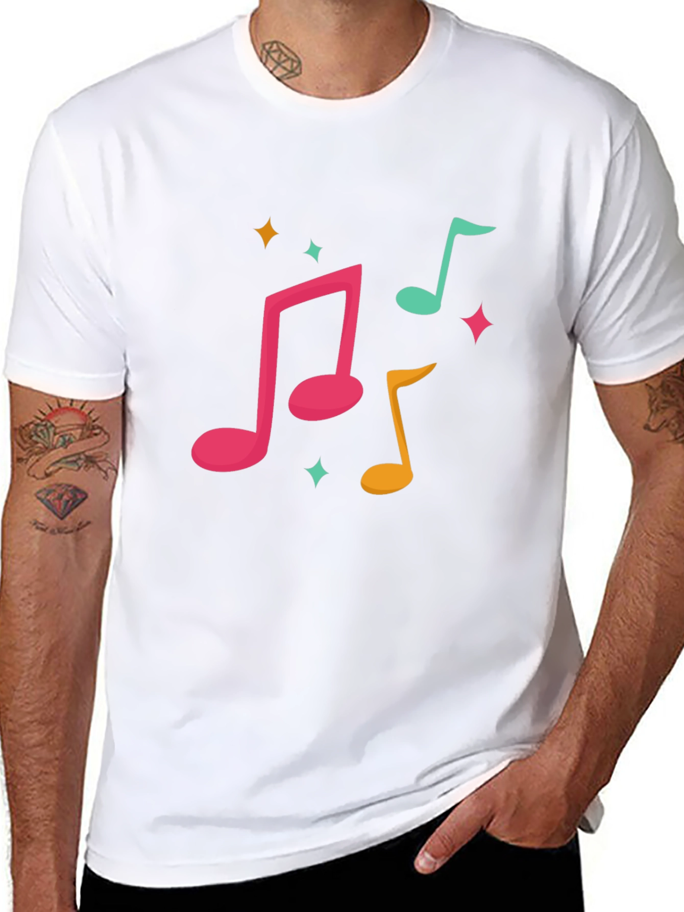 Black Musical Note Graphic Tee - Stylish & Fun! view 8
