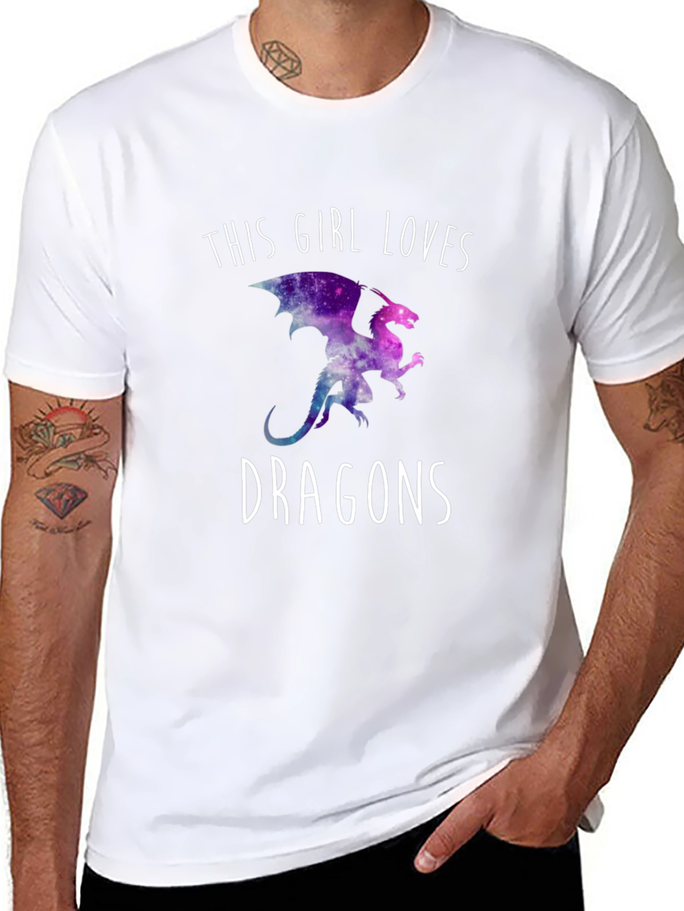 Black This Girl Loves Dragons T-Shirt - Galaxy Dragon Design view 8