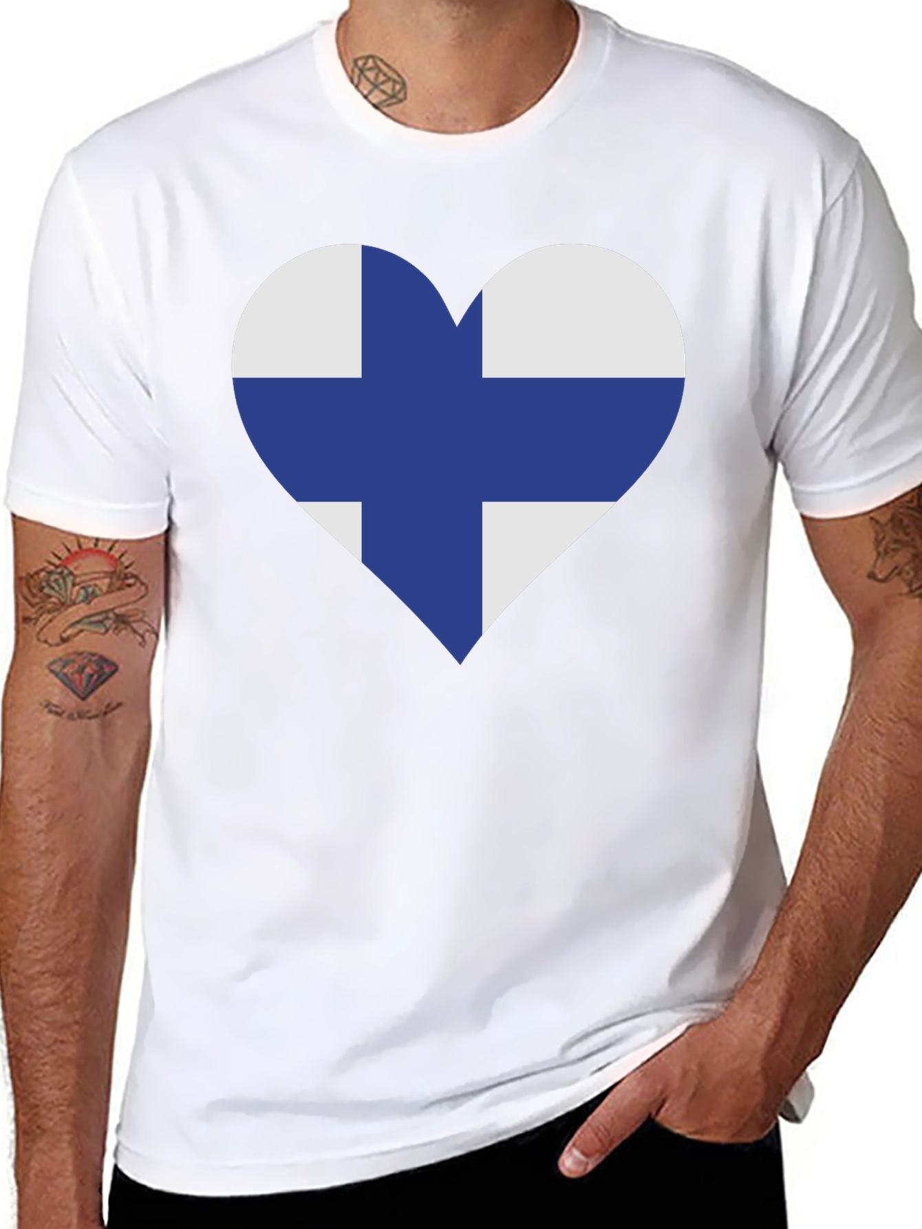 Black Finland Flag Heart T-Shirt - Finnish Pride Tee view 8