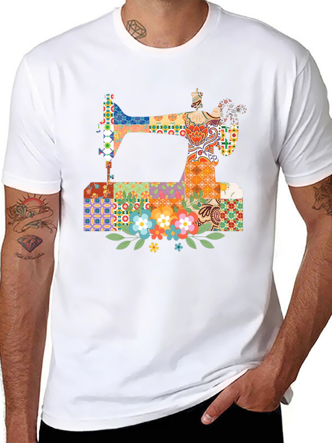 Black Sewing Machine Floral T-Shirt view 8