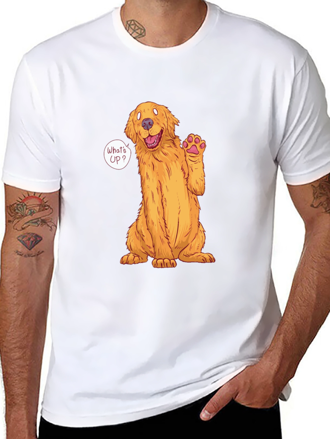 Black Golden Retriever 'What's Up?' T-Shirt view 8