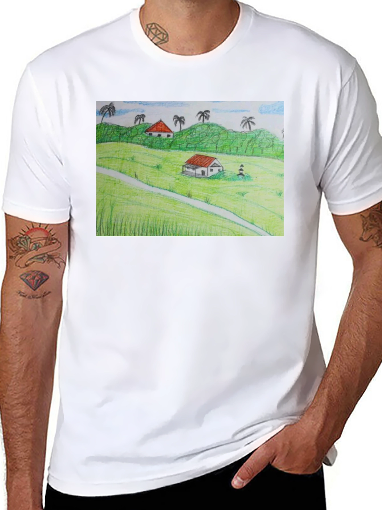 Black Nature Landscape Graphic T-Shirt view 8